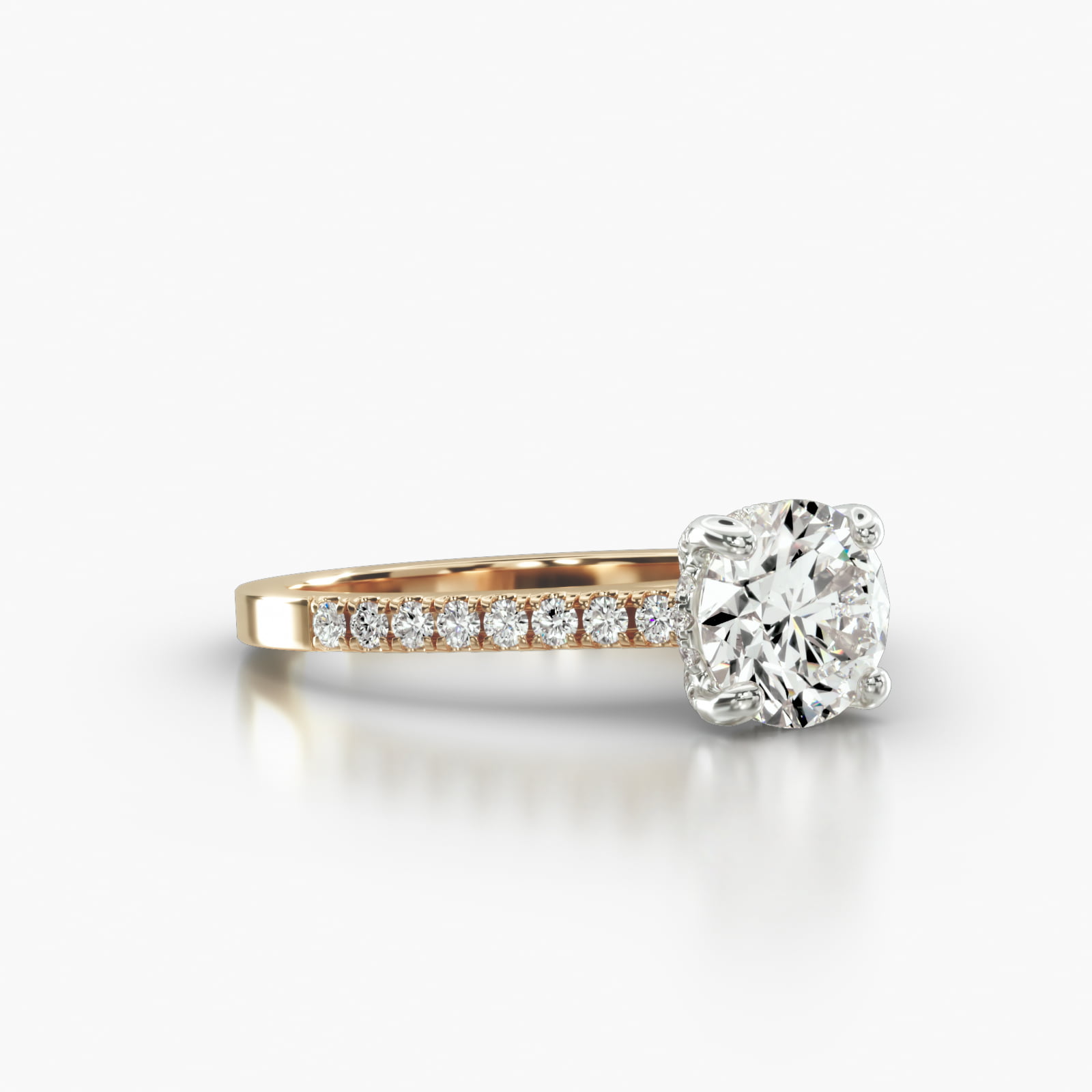 Cathedral Petite Pavé Engagement Ring Embellished With a Classic Pavé Basket Head