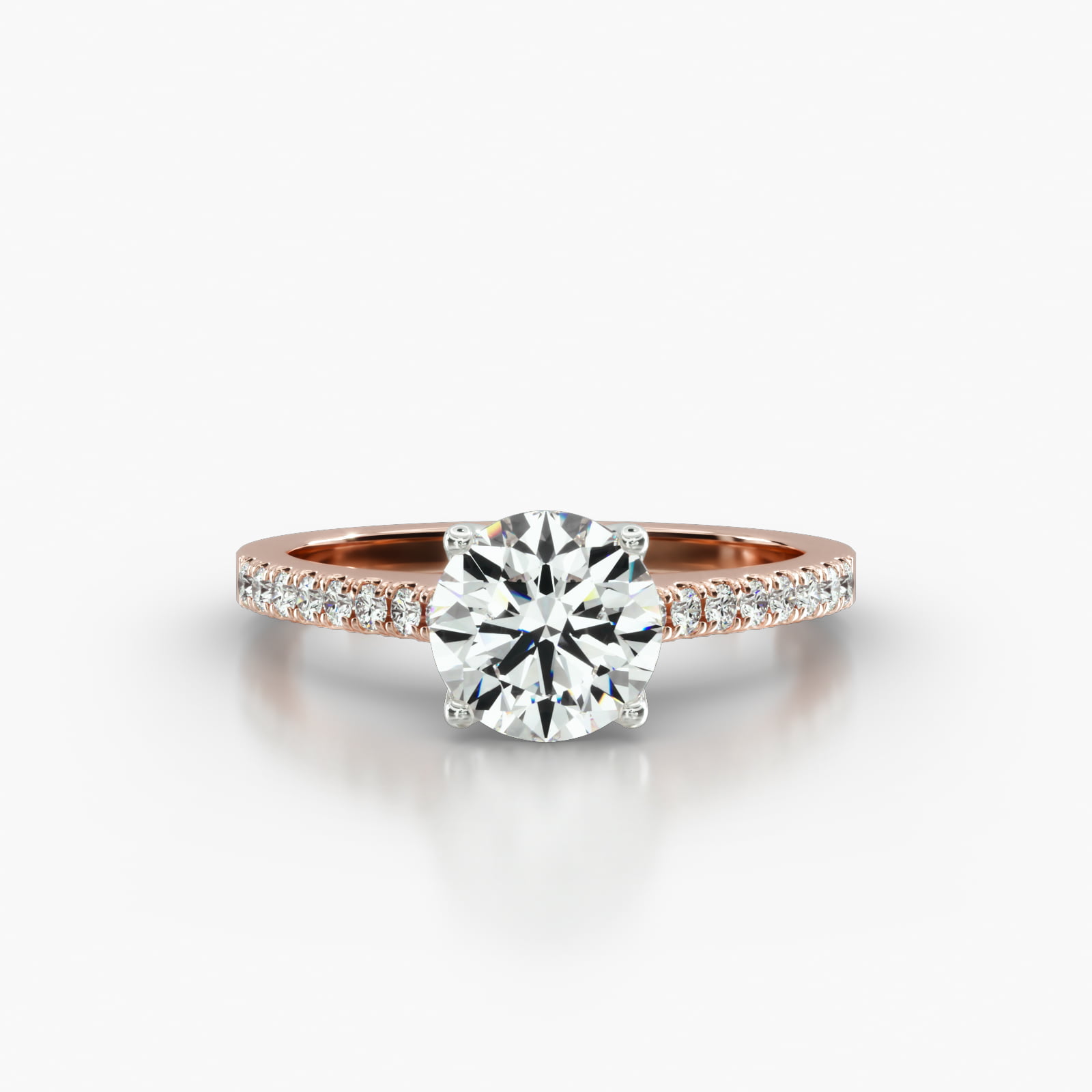 Cathedral Petite Pavé Engagement Ring Embellished With a Four Prong Tulip Basket Head