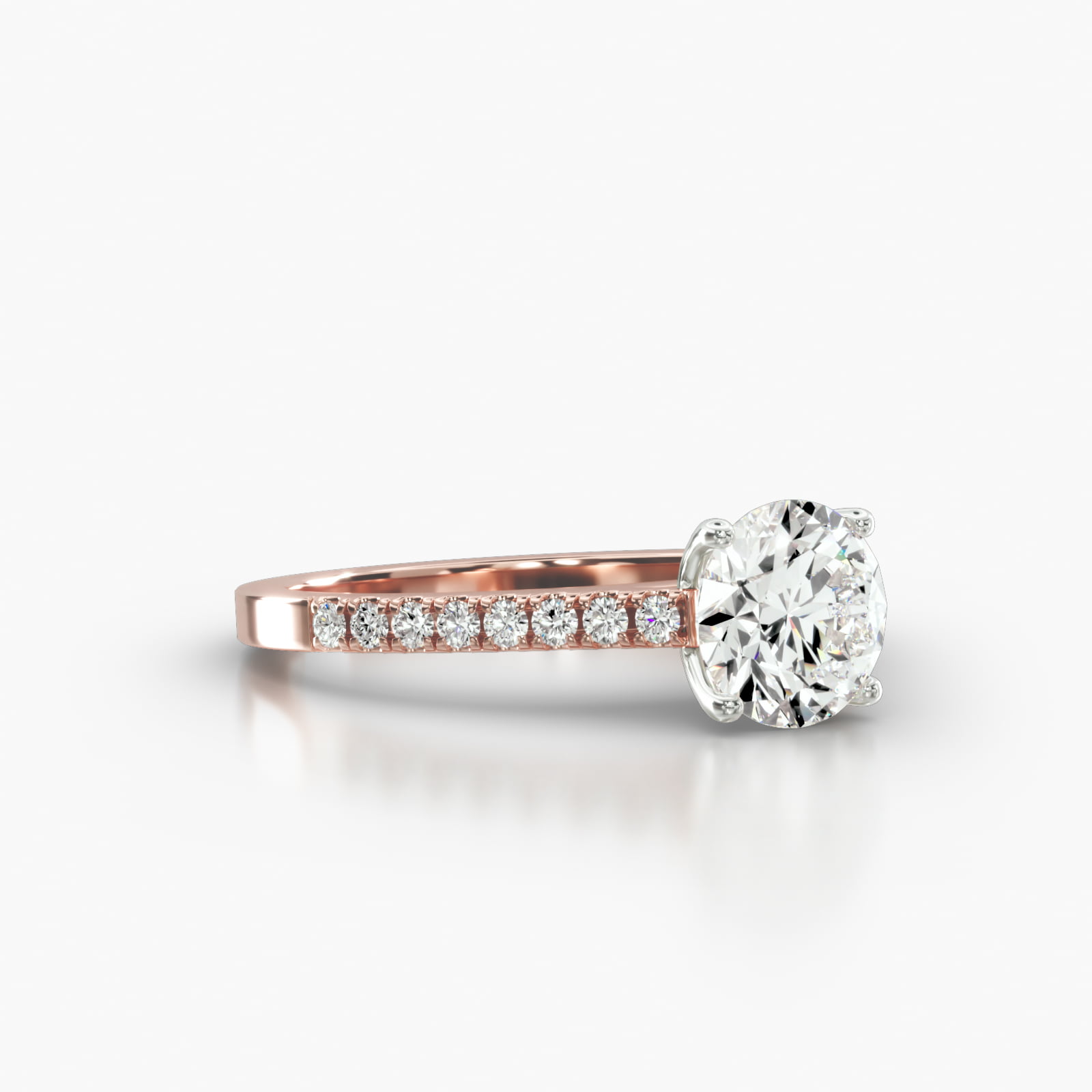 Cathedral Petite Pavé Engagement Ring Embellished With a Four Prong Tulip Basket Head