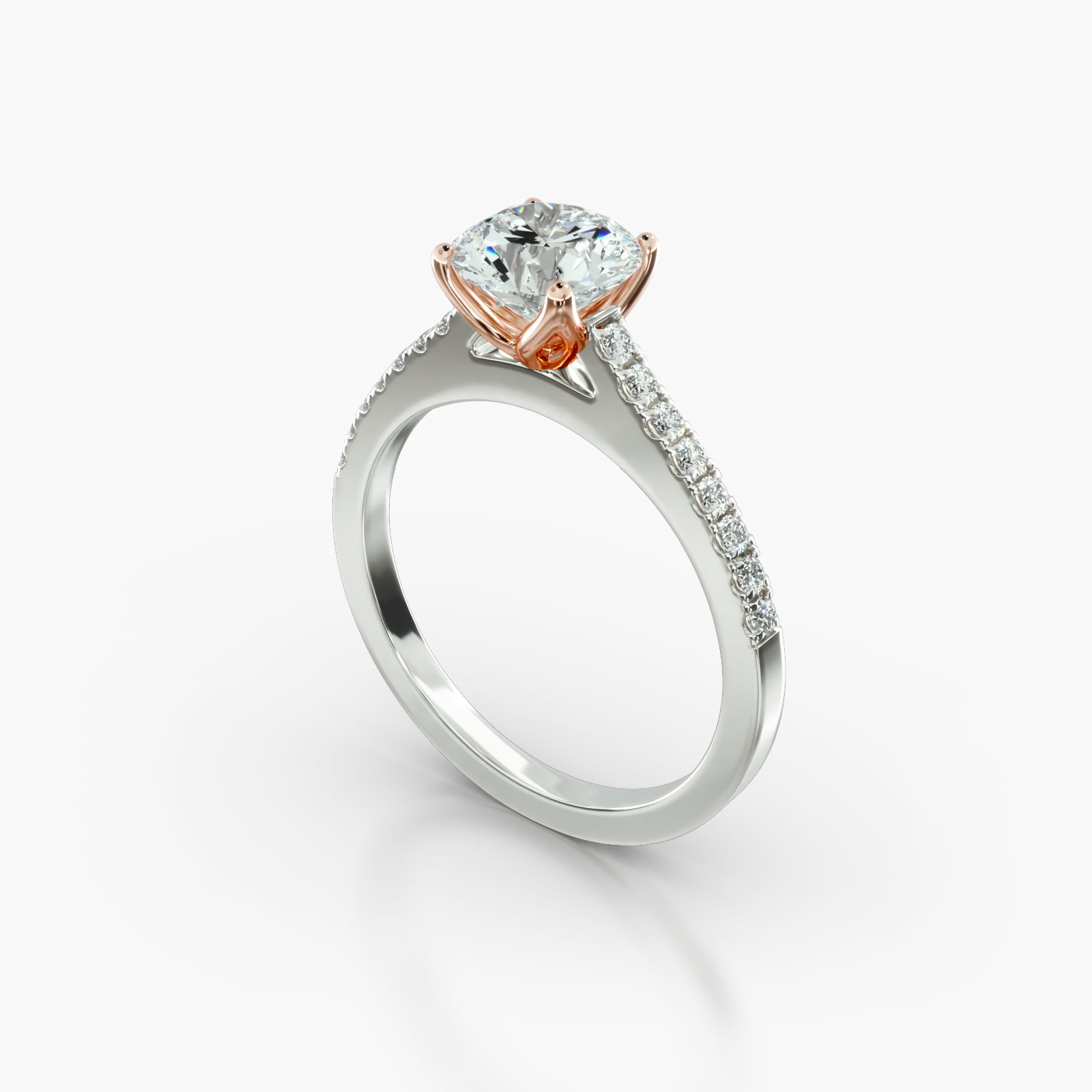 Cathedral Petite Pavé Engagement Ring Embellished With a Four