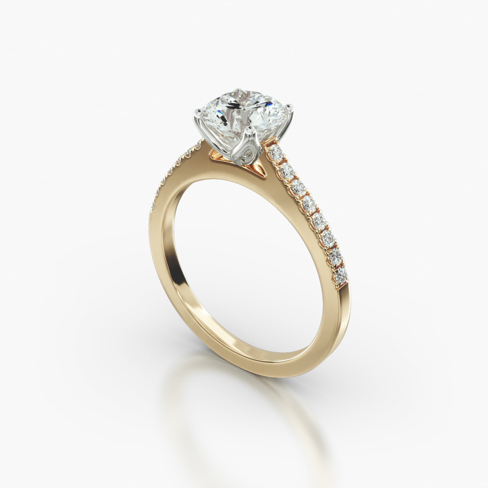 Cathedral Petite Pavé Engagement Ring Embellished With a Four