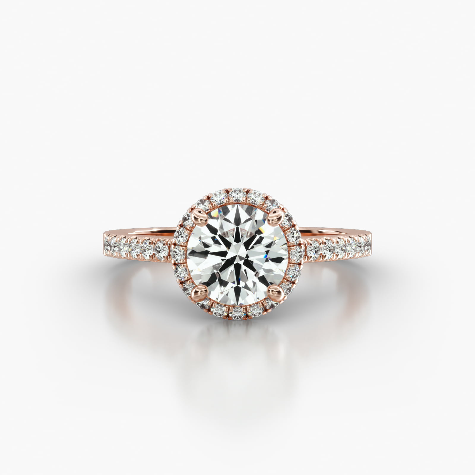 Cathedral Petite Pavé Engagement Ring Embellished With a French Pavé Halo Head