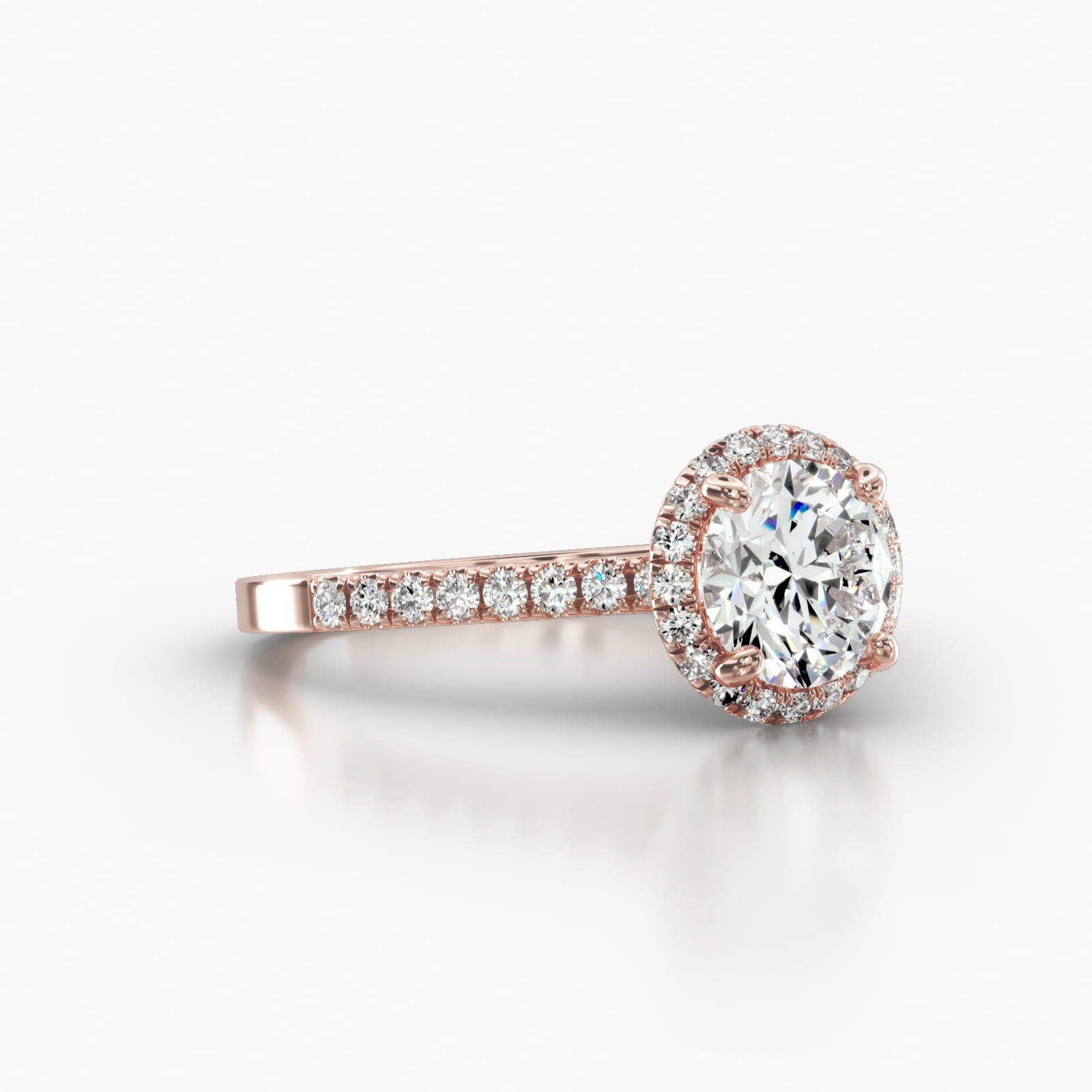 Cathedral Petite Pavé Engagement Ring Embellished With a French Pavé Halo Head