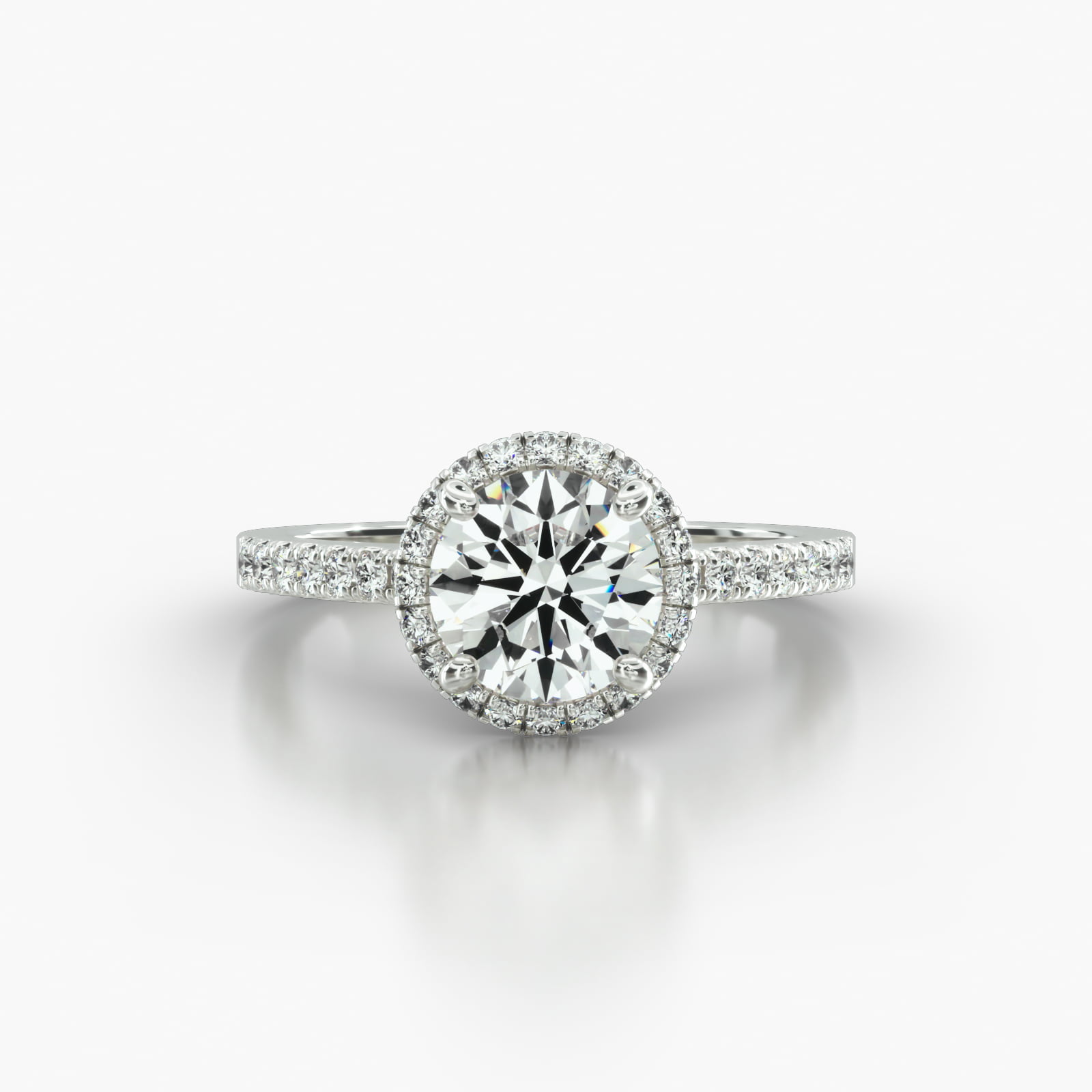 Cathedral Petite Pavé Engagement Ring Embellished With a French Pavé Halo Head
