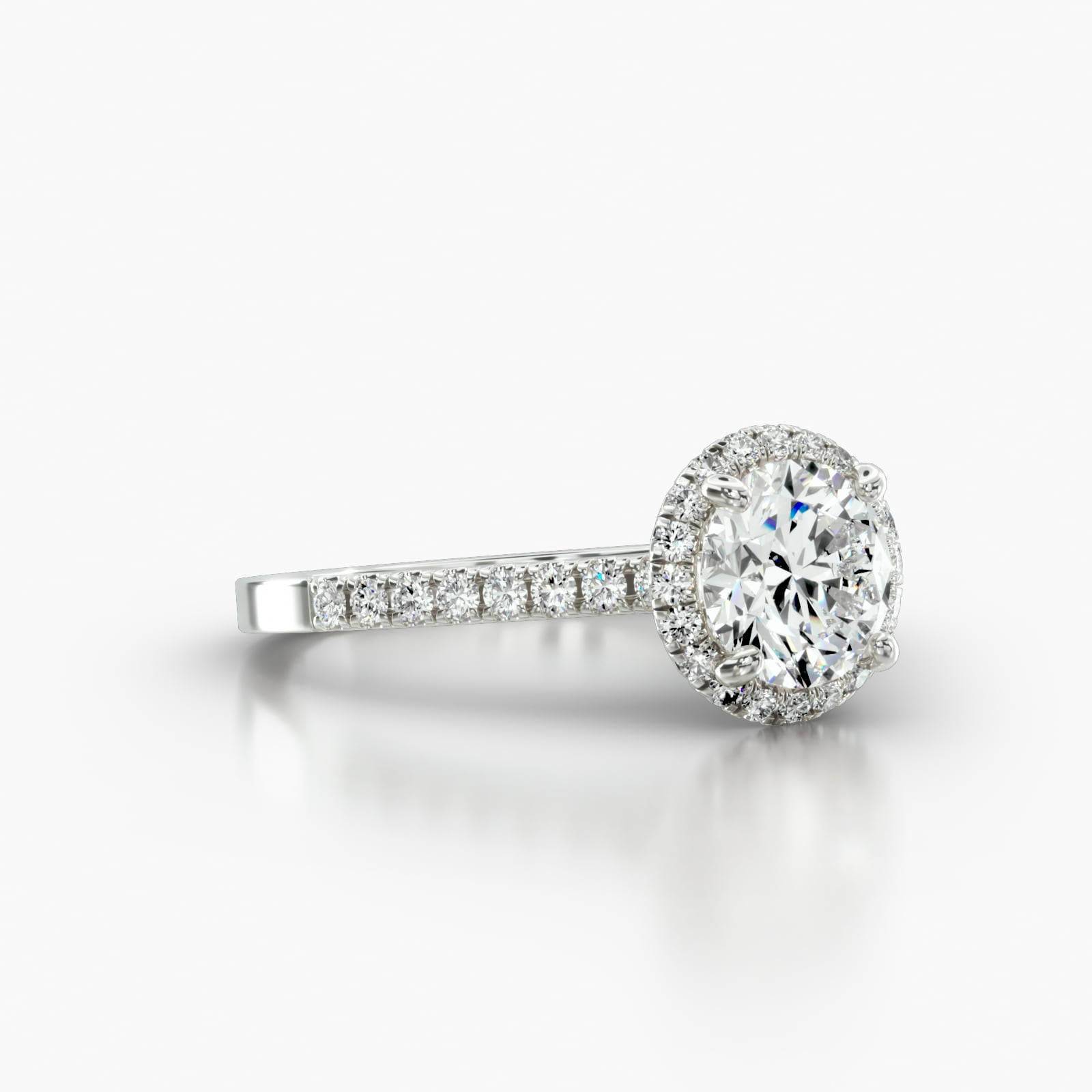 Cathedral Petite Pavé Engagement Ring Embellished With a French Pavé Halo Head