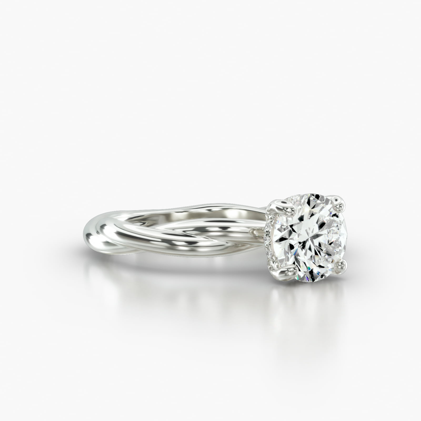Rope Solitaire Engagement Ring Embellished With a Classic Pavé Basket Head