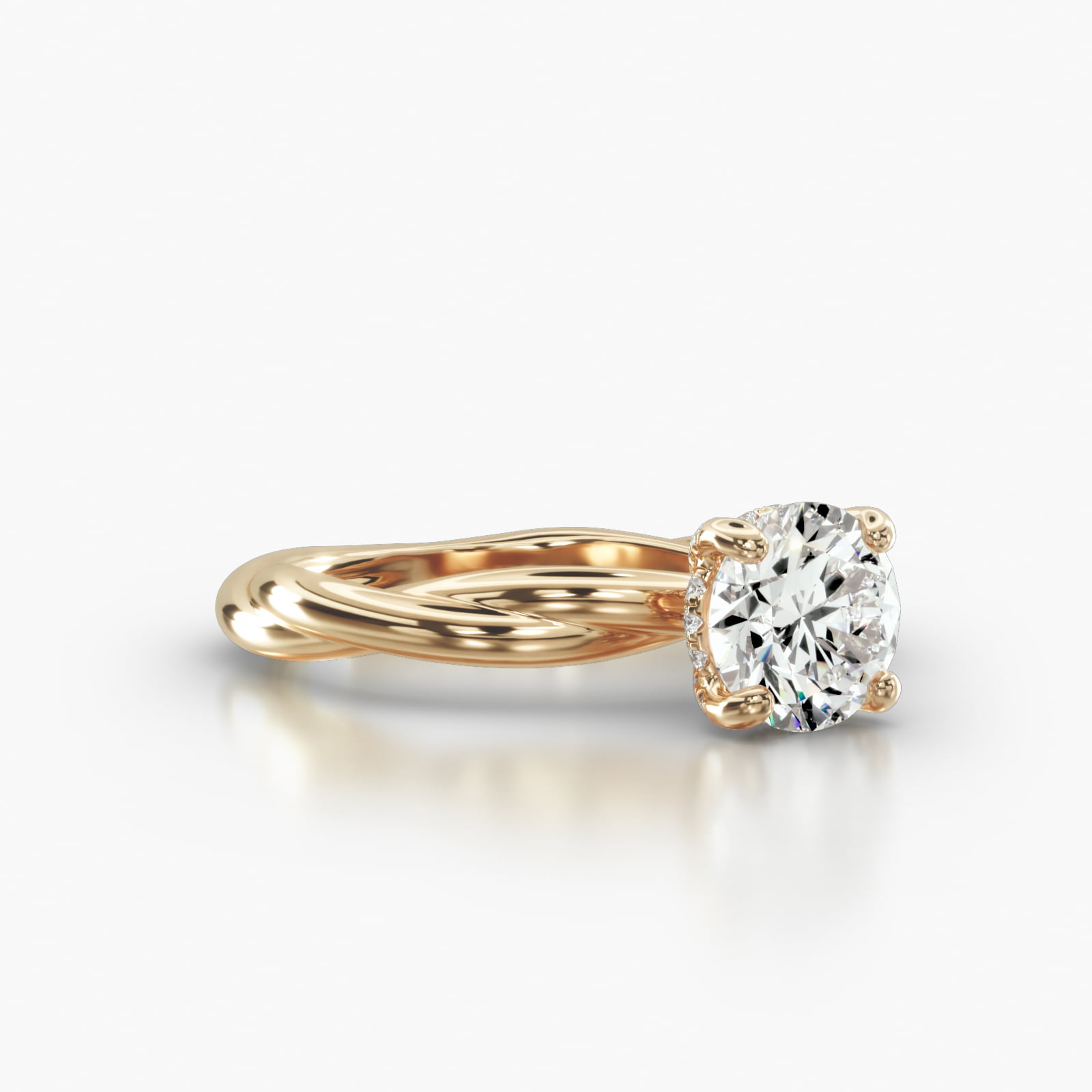 Rope Solitaire Engagement Ring Embellished With a Classic Pavé Basket Head
