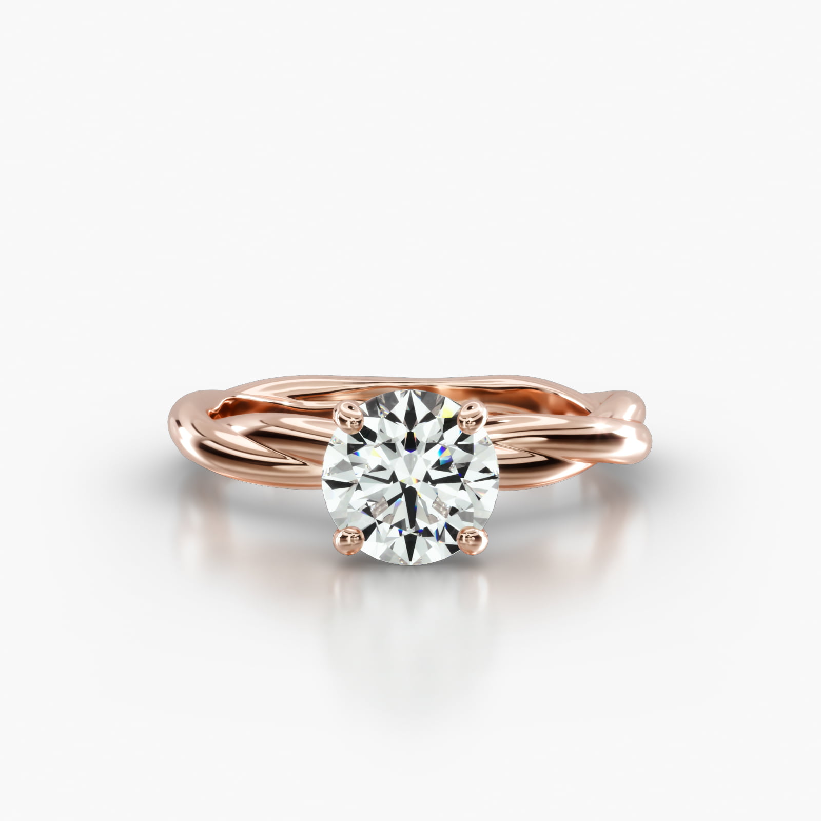 Rope Solitaire Engagement Ring Embellished With a Four Prong Signature Head With Diamond Bridge Accent