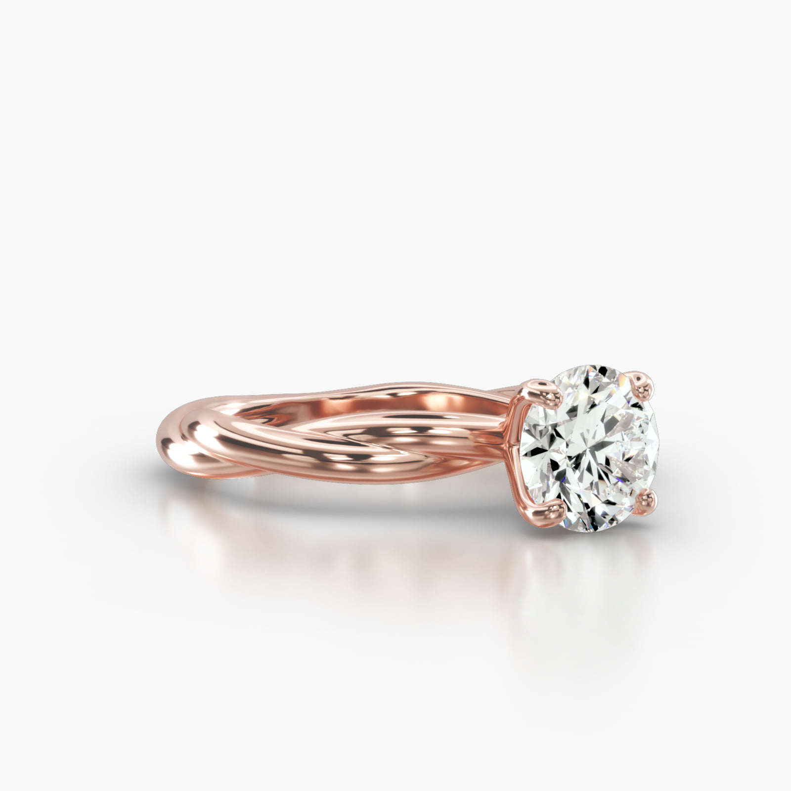Rope Solitaire Engagement Ring Embellished With a Four Prong Signature Head With Diamond Bridge Accent