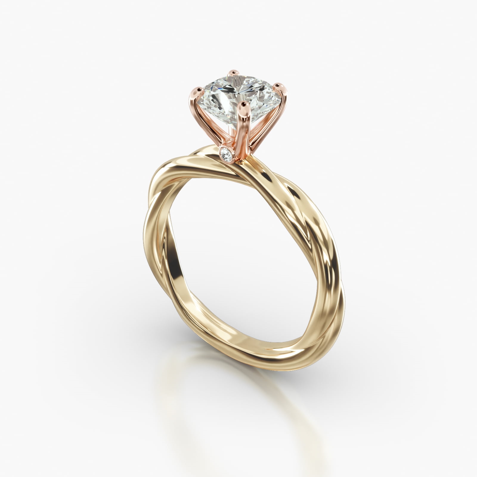 Rope Solitaire Engagement Ring Embellished With a Four Prong Signature ...