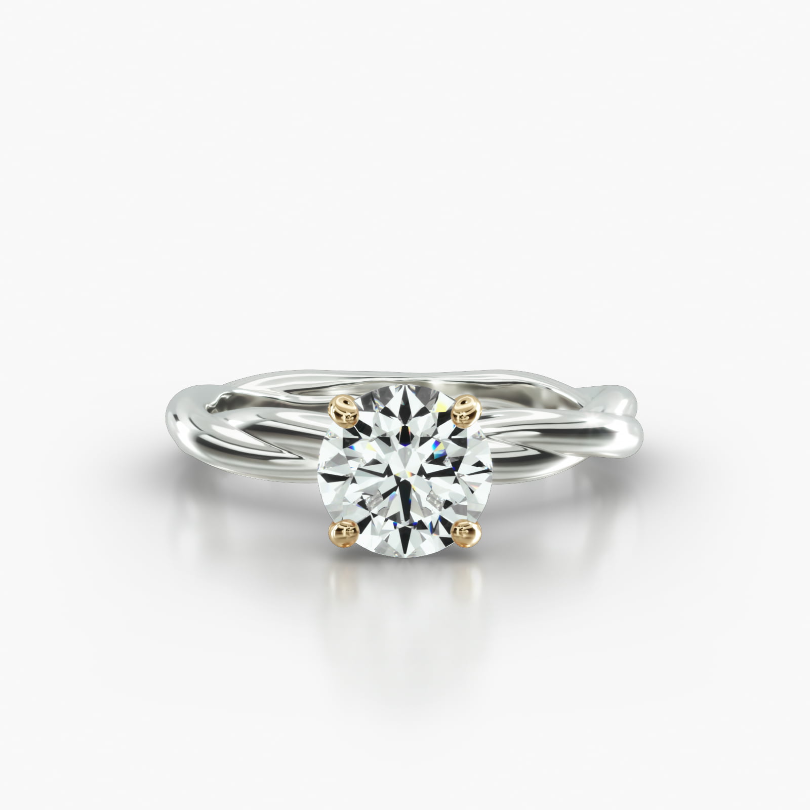 Rope Solitaire Engagement Ring Embellished With a Four Prong Signature Head With Sapphire Bridge Accent