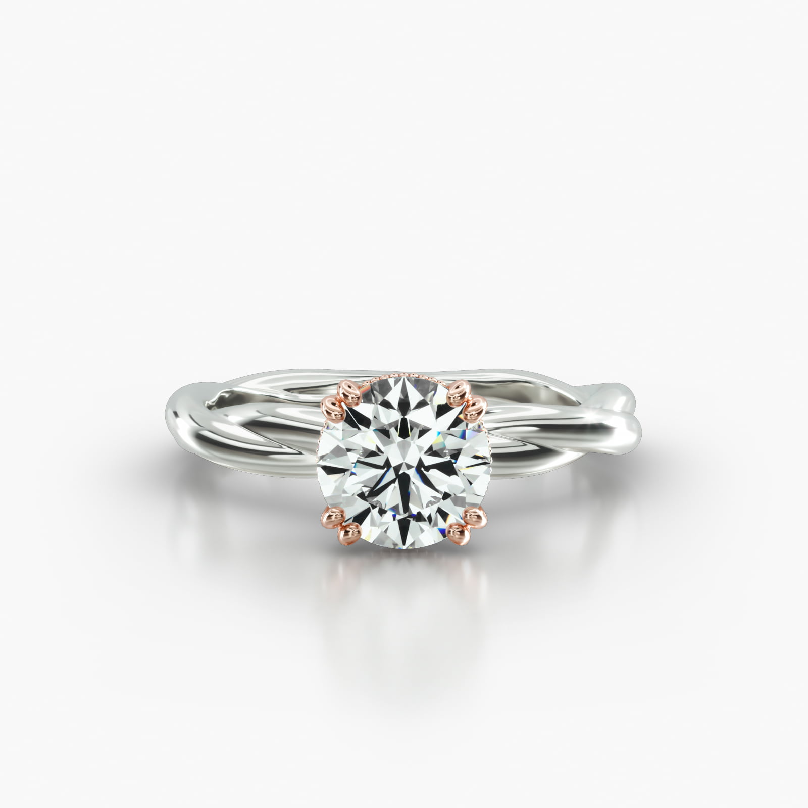 Rope Solitaire Engagement Ring Embellished With a Vintage Basket Head