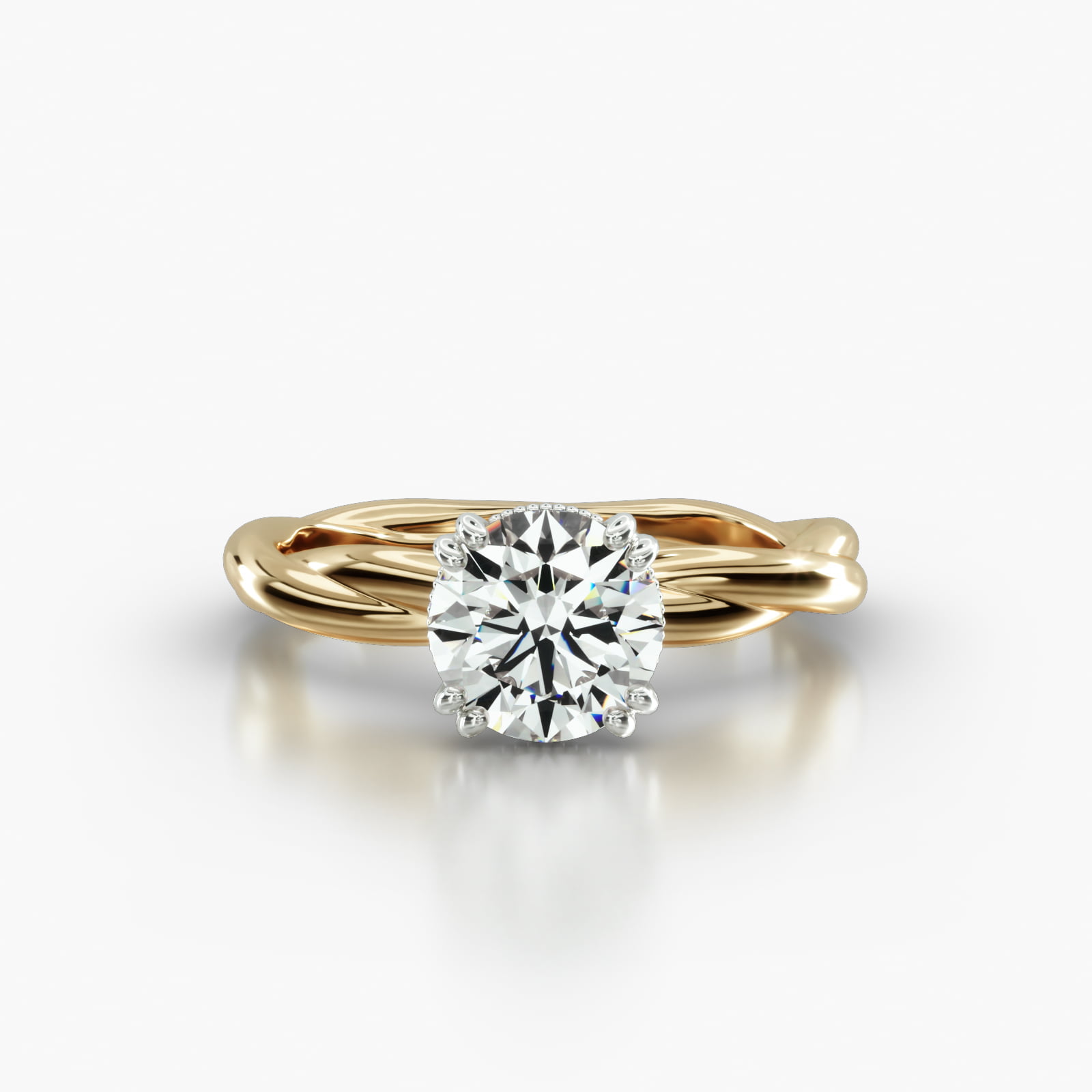 Rope Solitaire Engagement Ring Embellished With a Vintage Basket Head