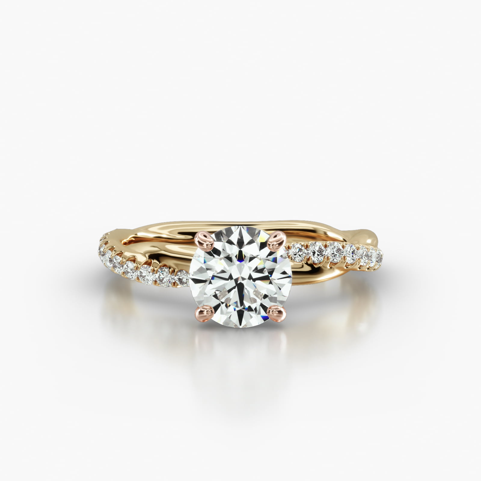 Rope Pavé Engagement Ring Embellished With a Four Prong Signature Head