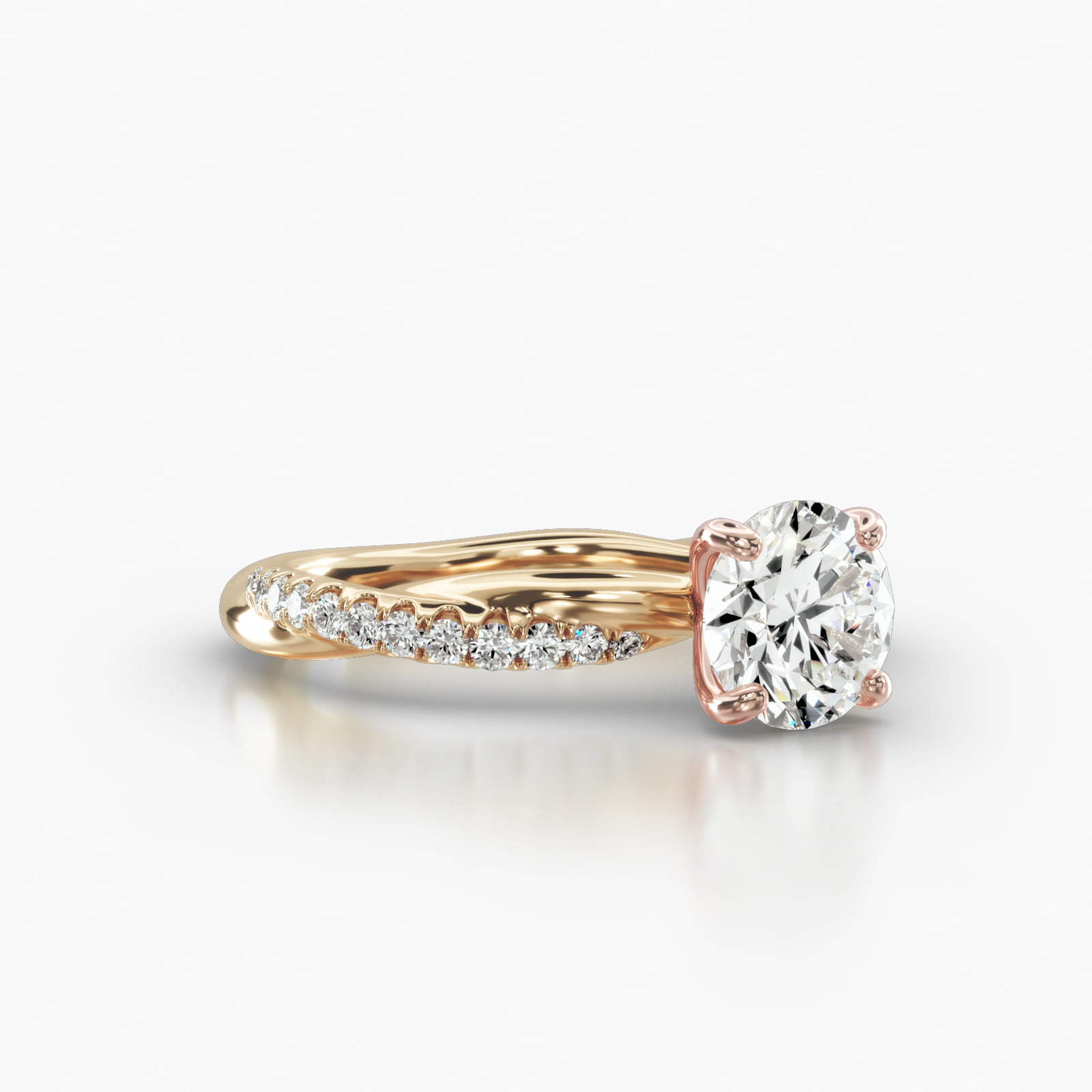 Rope Pavé Engagement Ring Embellished With a Four Prong Signature Head