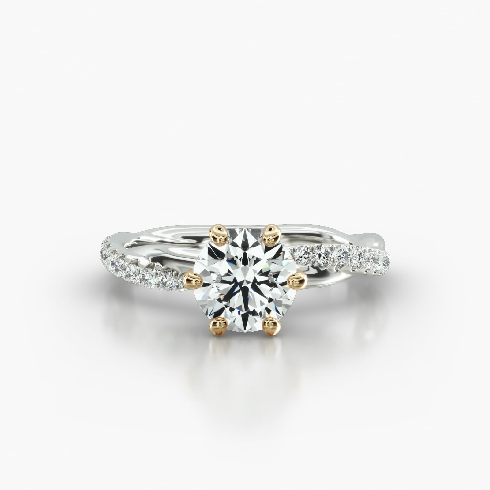 Rope Pavé Engagement Ring Embellished With a Six Prong Signature Head