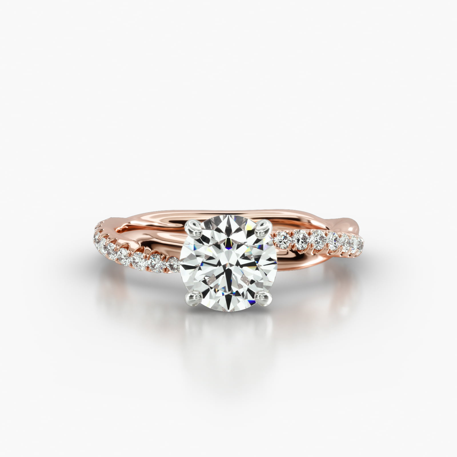Rope Pavé Engagement Ring Embellished With a Classic Basket Head