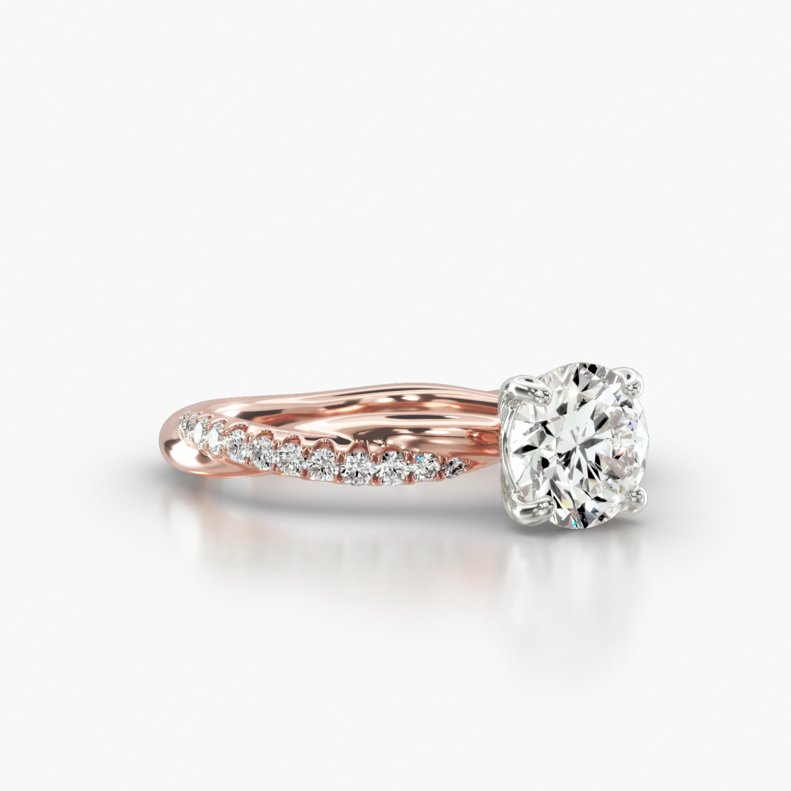 Rope Pavé Engagement Ring Embellished With a Classic Basket Head