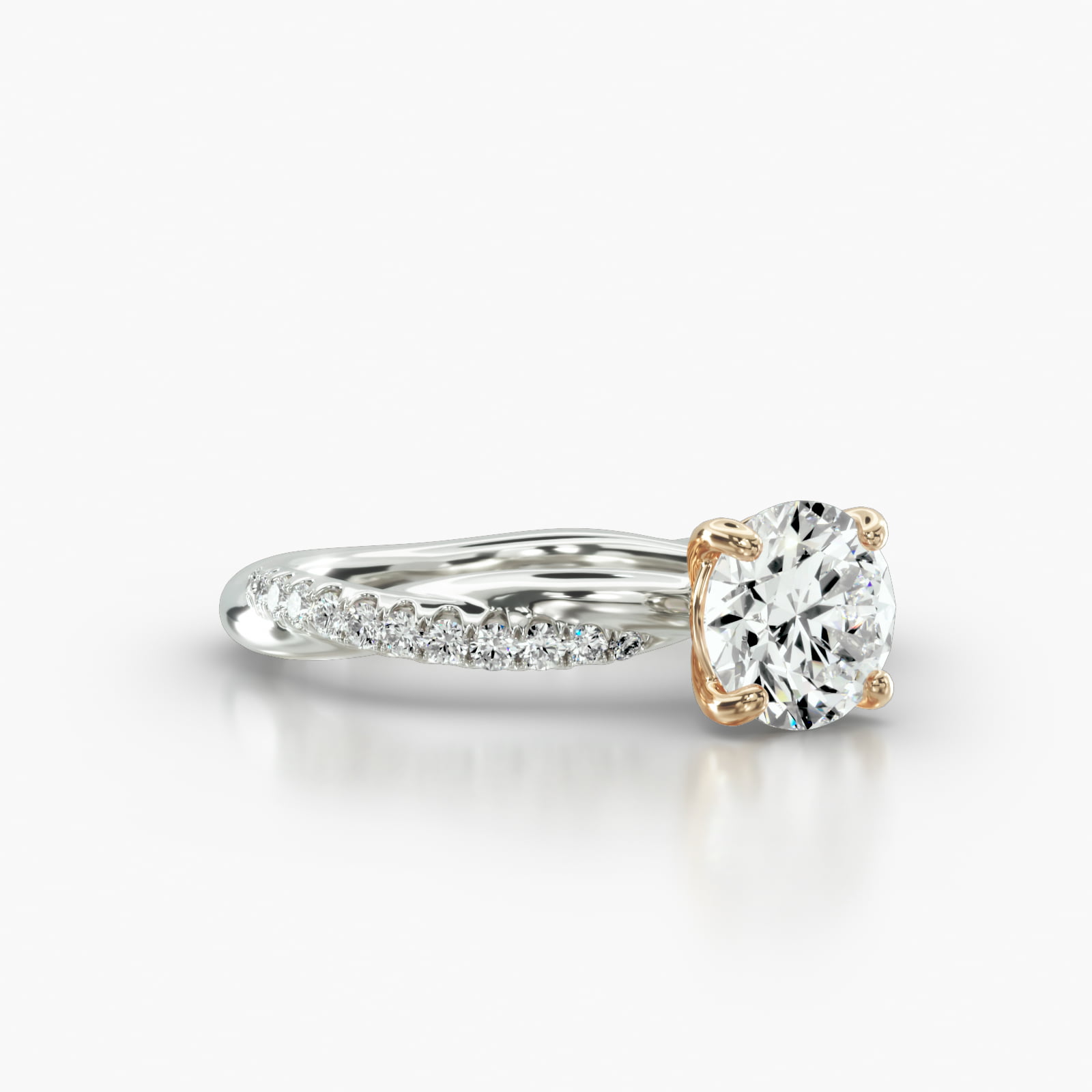 Rope Pavé Engagement Ring Embellished With a Classic Basket Head