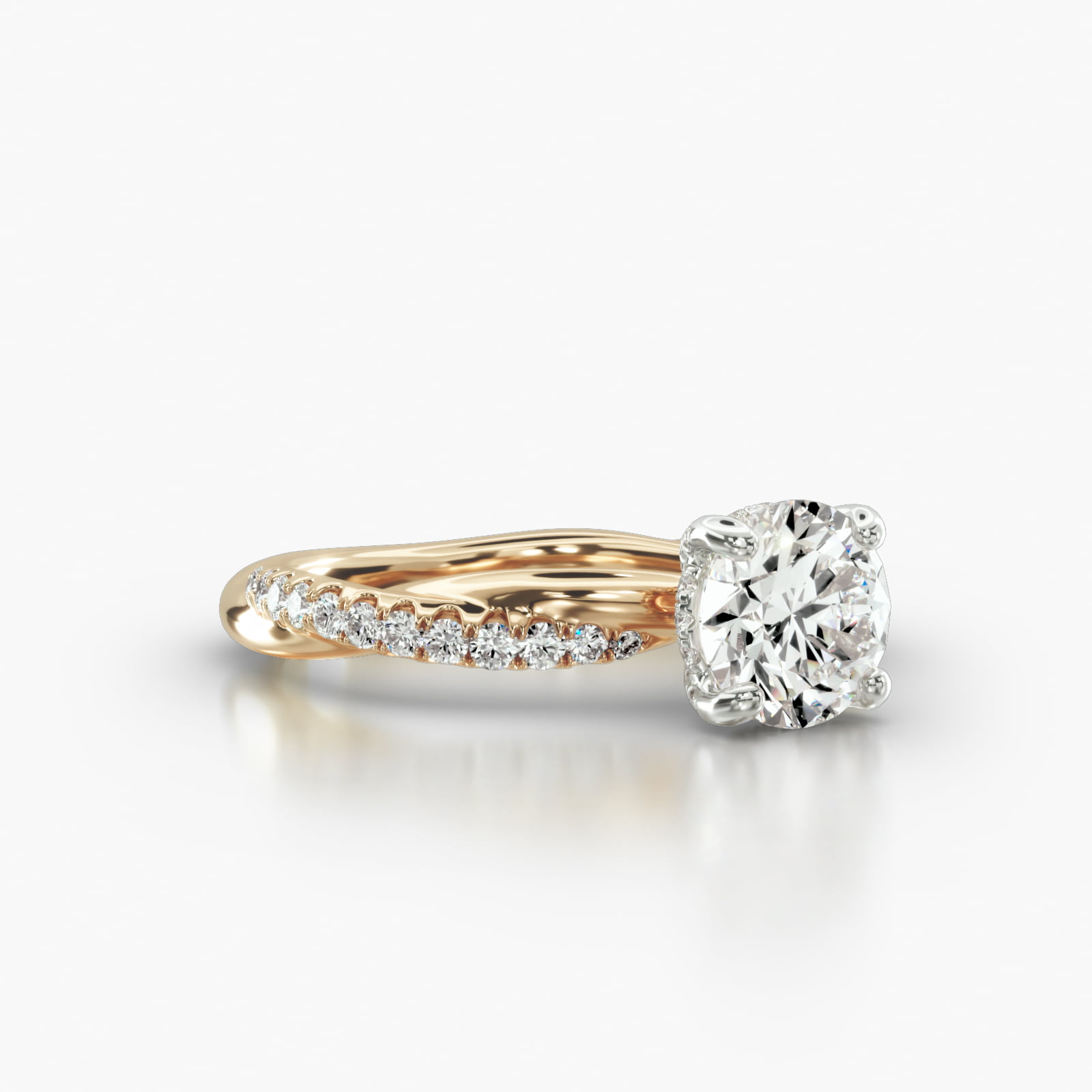 Rope Pavé Engagement Ring Embellished With a Classic Pavé Basket Head