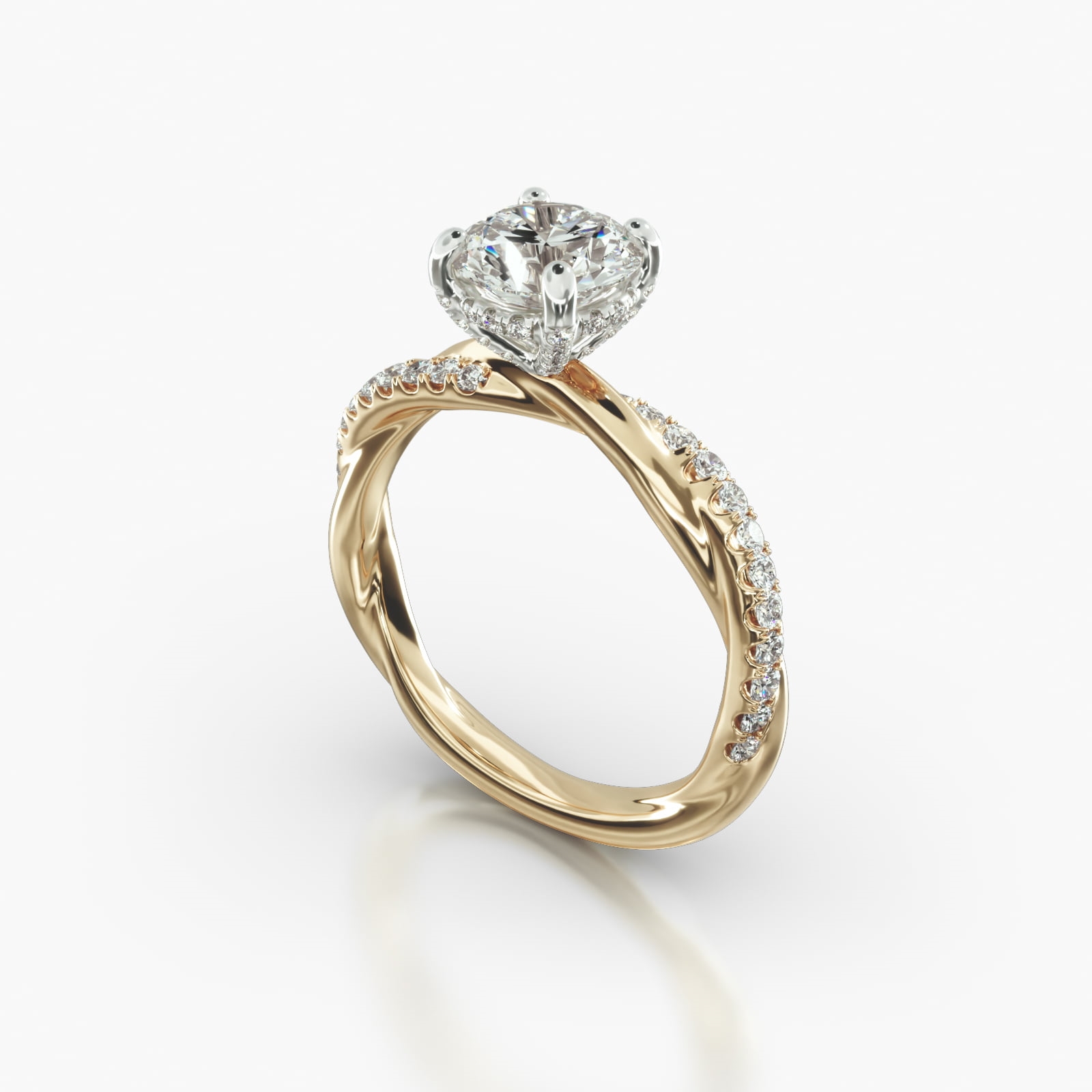 Rope Pavé Engagement Ring Embellished With a Classic Pavé Basket Head ...