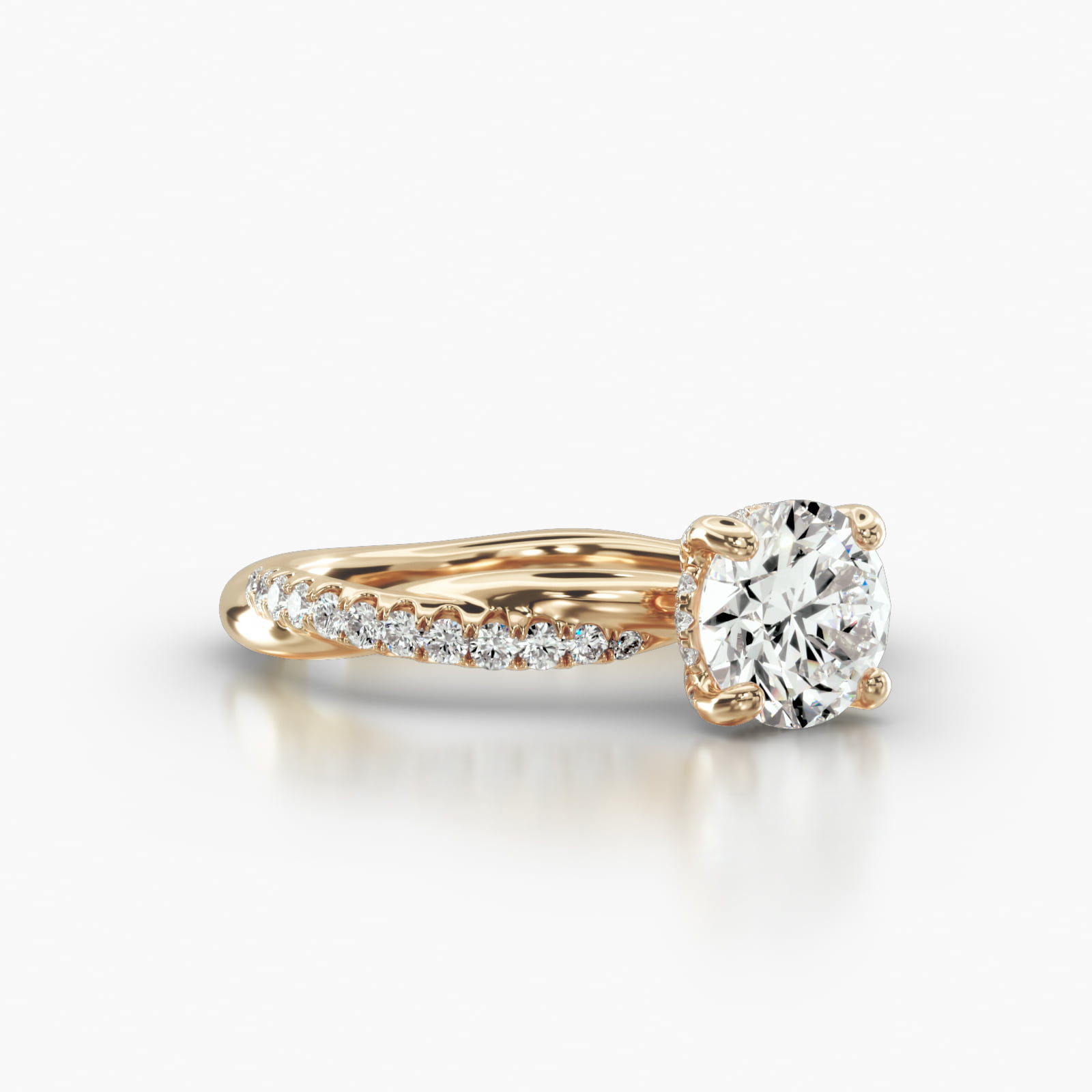 Rope Pavé Engagement Ring Embellished With a Classic Pavé Basket Head
