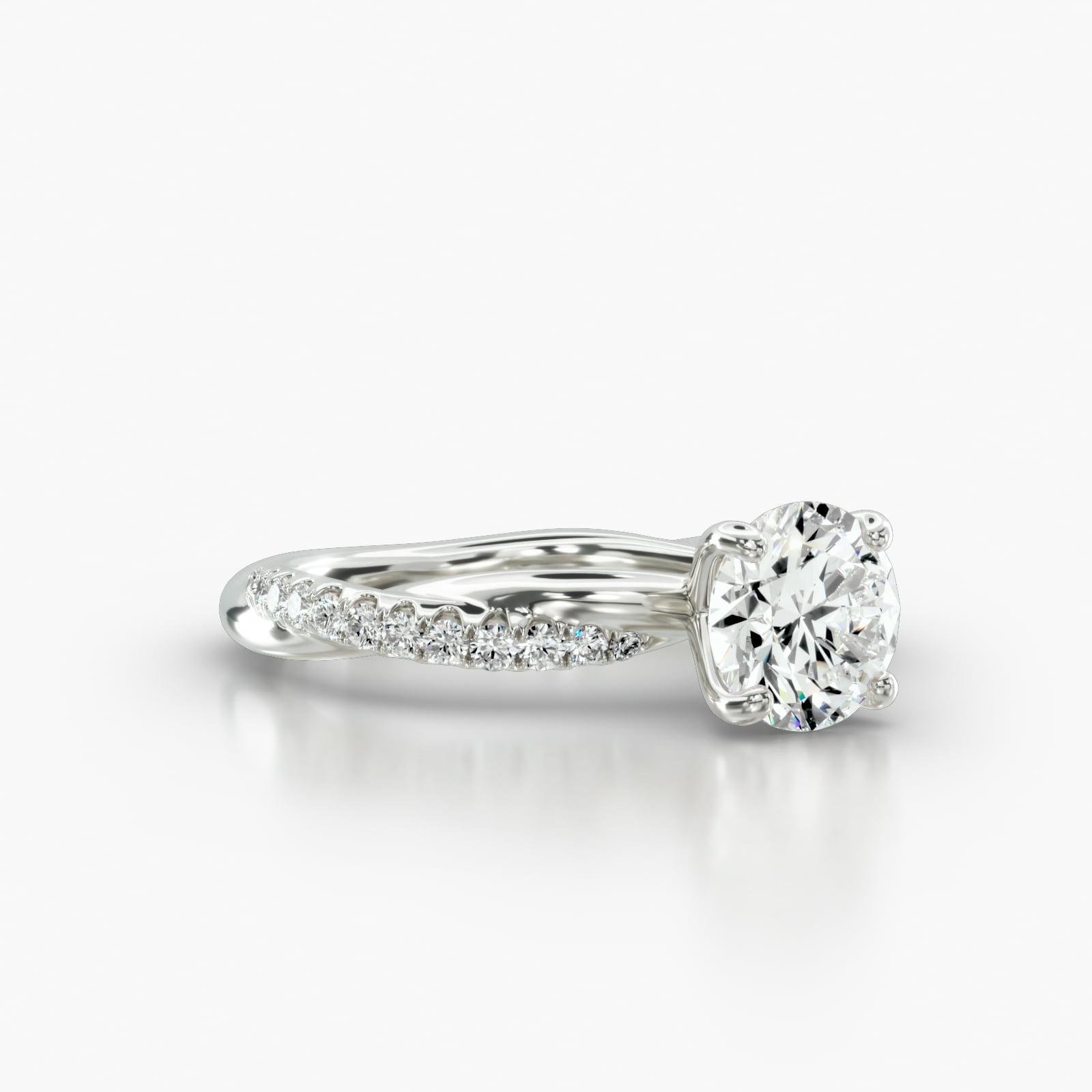 Rope Pavé Engagement Ring Embellished With a Four Prong Signature Head ...
