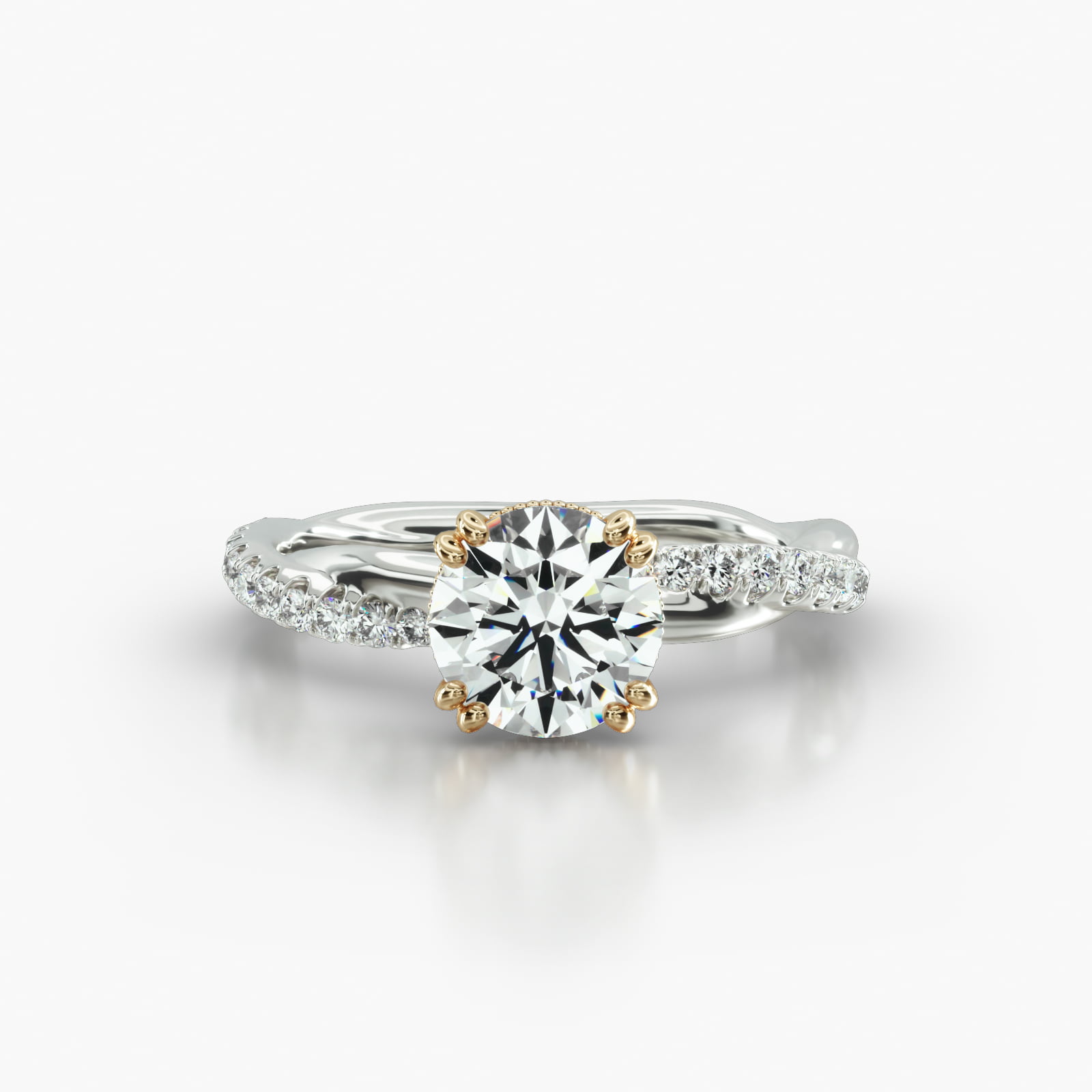 Rope Pavé Engagement Ring Embellished With a Vintage Basket Head