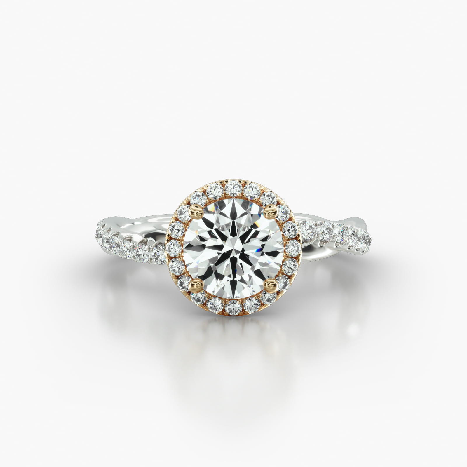 Rope Pavé Engagement Ring Embellished With a Single Row Pavé Halo Head