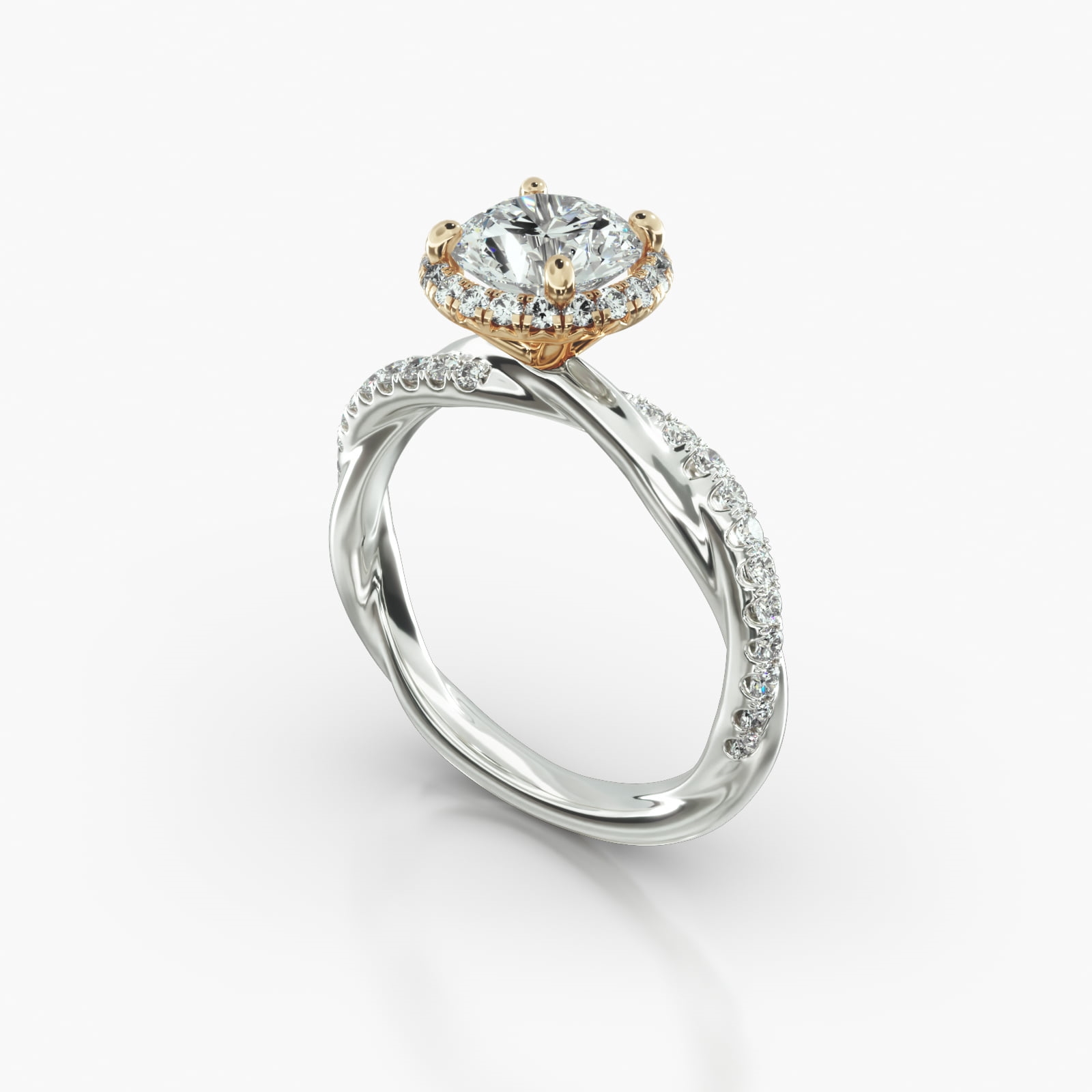 Rope Pavé Engagement Ring Embellished With a French Pavé Halo Head ...