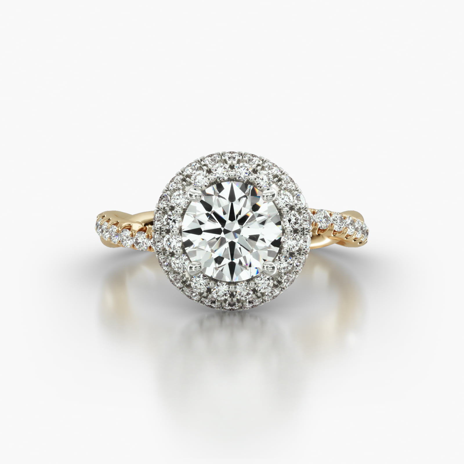 Rope Pavé Engagement Ring Embellished With a Falling Edge Pavé Halo Head