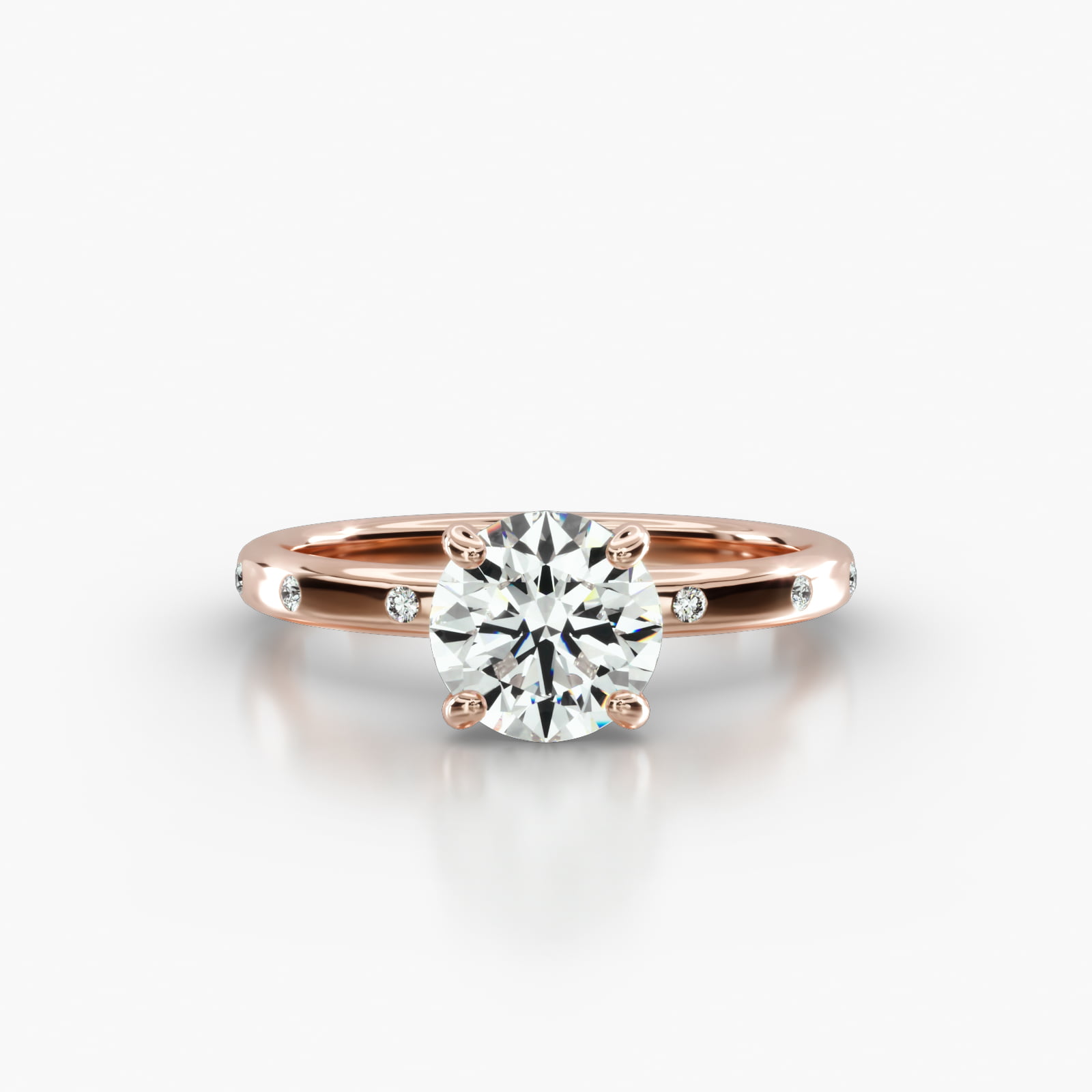 Sleek Accent Diamond Engagement Ring Embellished With a Four Prong Signature Head
