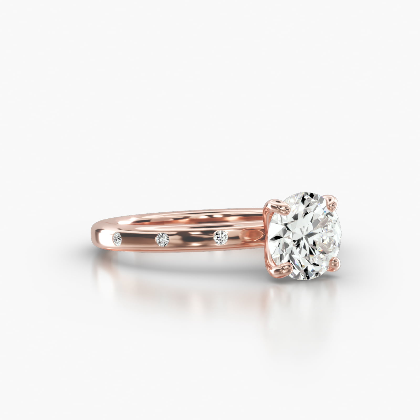 Sleek Accent Diamond Engagement Ring Embellished With a Four Prong Signature Head