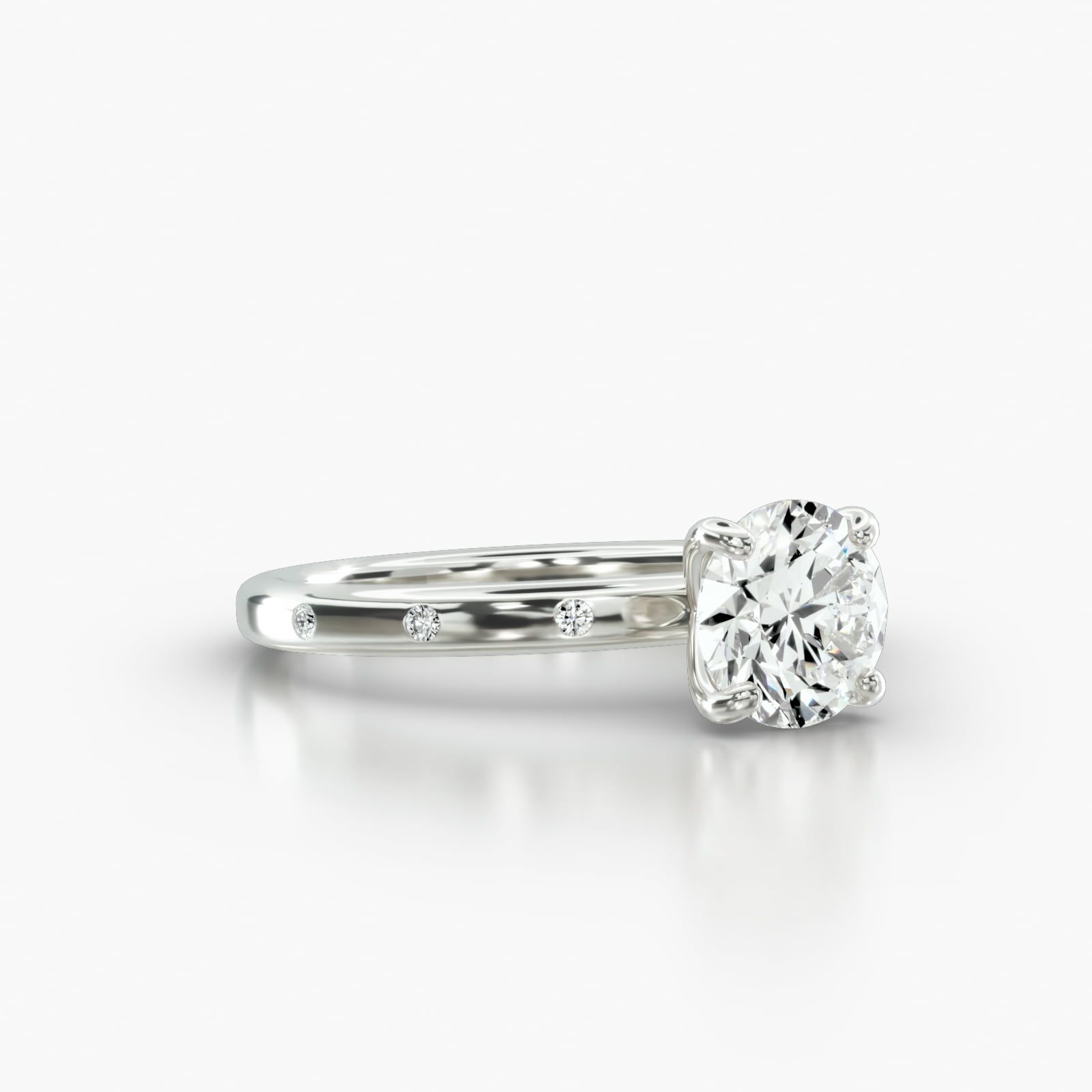 Sleek Accent Diamond Engagement Ring Embellished With a Four Prong Signature Head