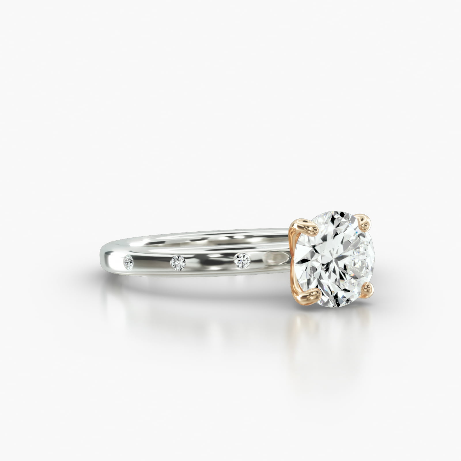 Sleek Accent Diamond Engagement Ring Embellished With a Four Prong Signature Head