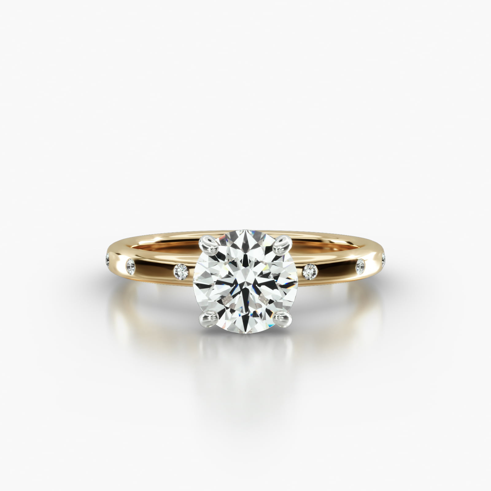 Sleek Accent Diamond Engagement Ring Embellished With a Four Prong Signature Head