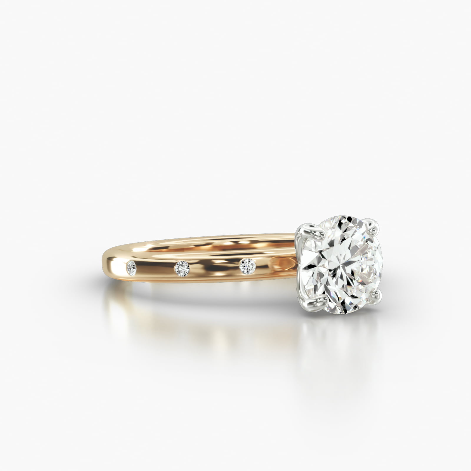 Sleek Accent Diamond Engagement Ring Embellished With a Four Prong Signature Head
