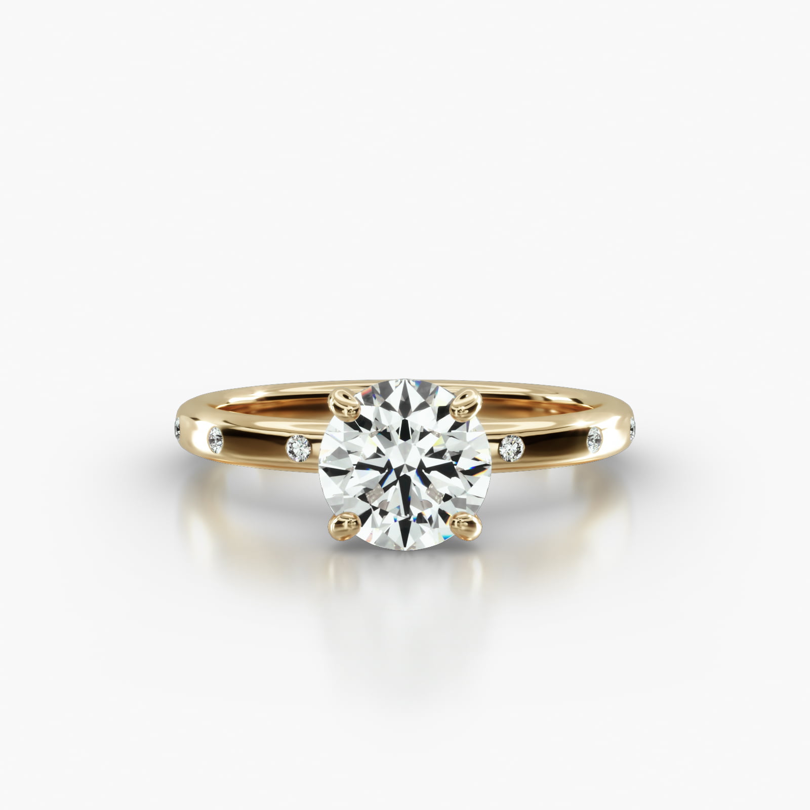 Sleek Accent Diamond Engagement Ring Embellished With a Four Prong Signature Head