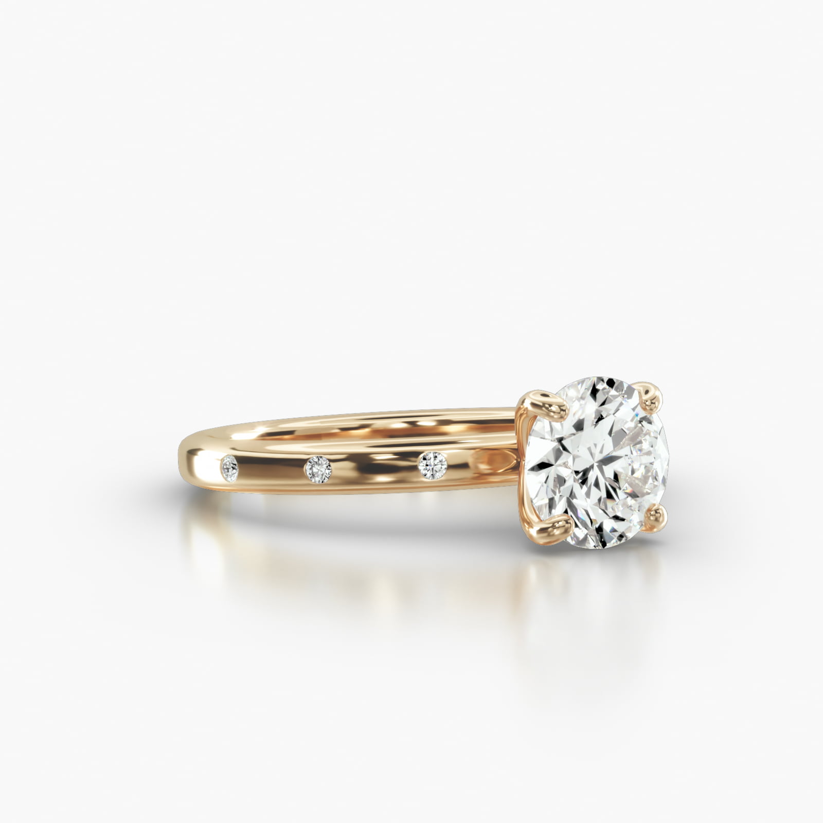 Sleek Accent Diamond Engagement Ring Embellished With a Four Prong Signature Head