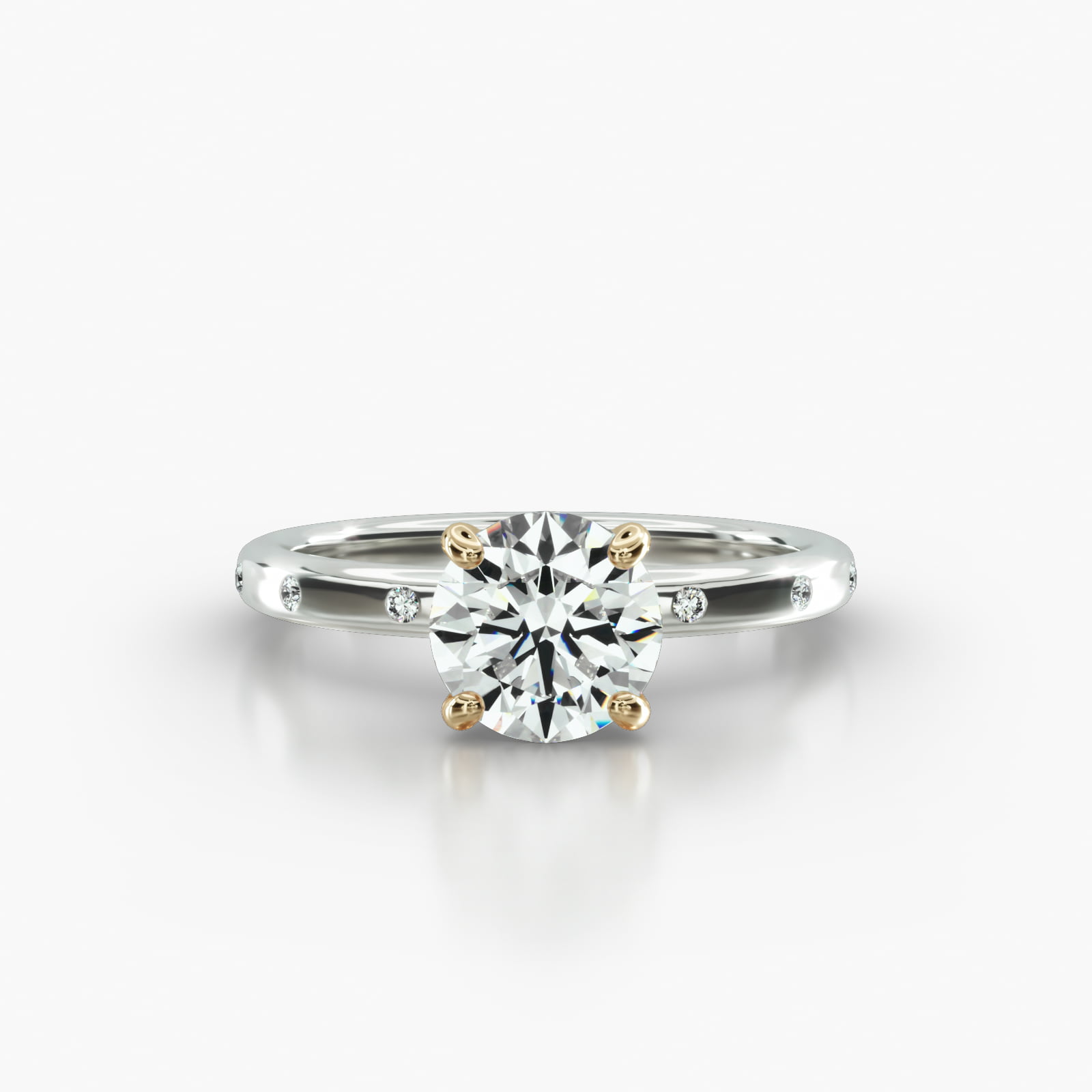 Sleek Accent Diamond Engagement Ring Embellished With a Classic Basket Head