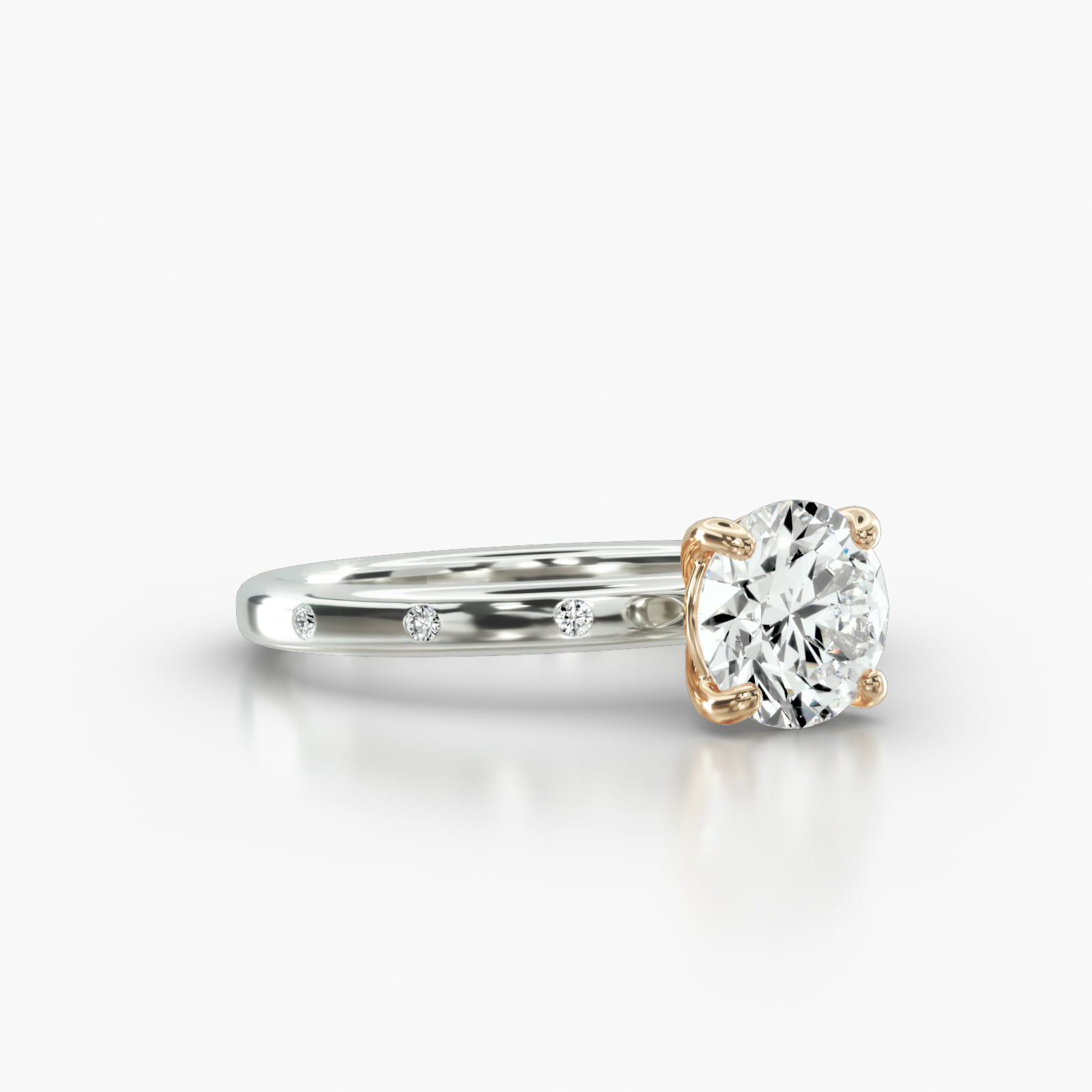 Sleek Accent Diamond Engagement Ring Embellished With a Classic Basket Head