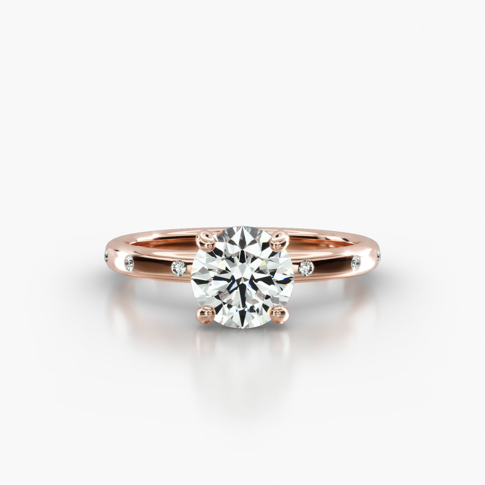 Sleek Accent Diamond Engagement Ring Embellished With a Classic Pavé Basket Head