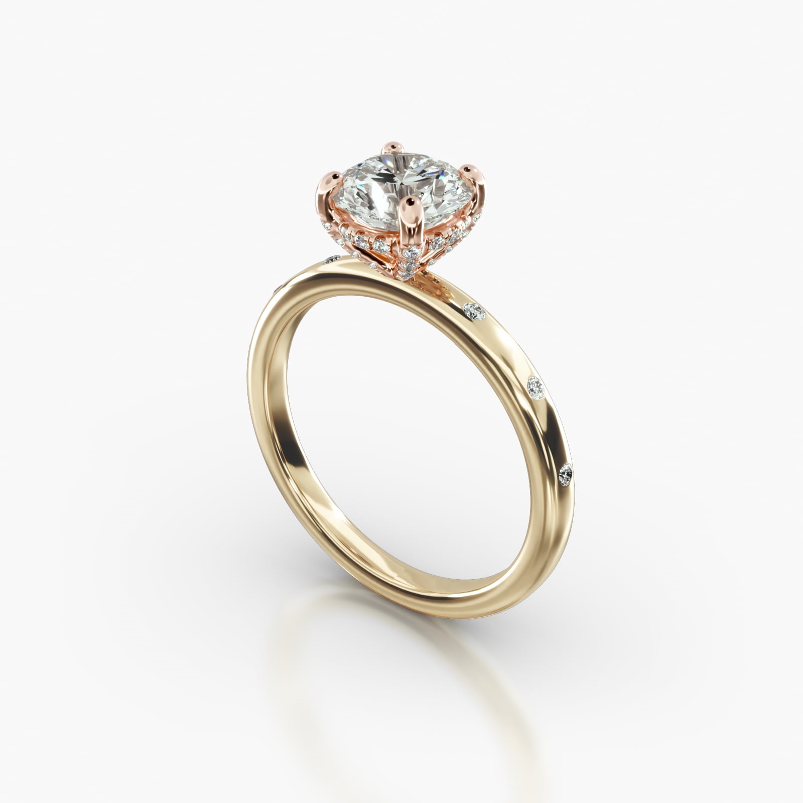 Sleek Accent Diamond Engagement Ring Embellished With a Classic Pavé ...