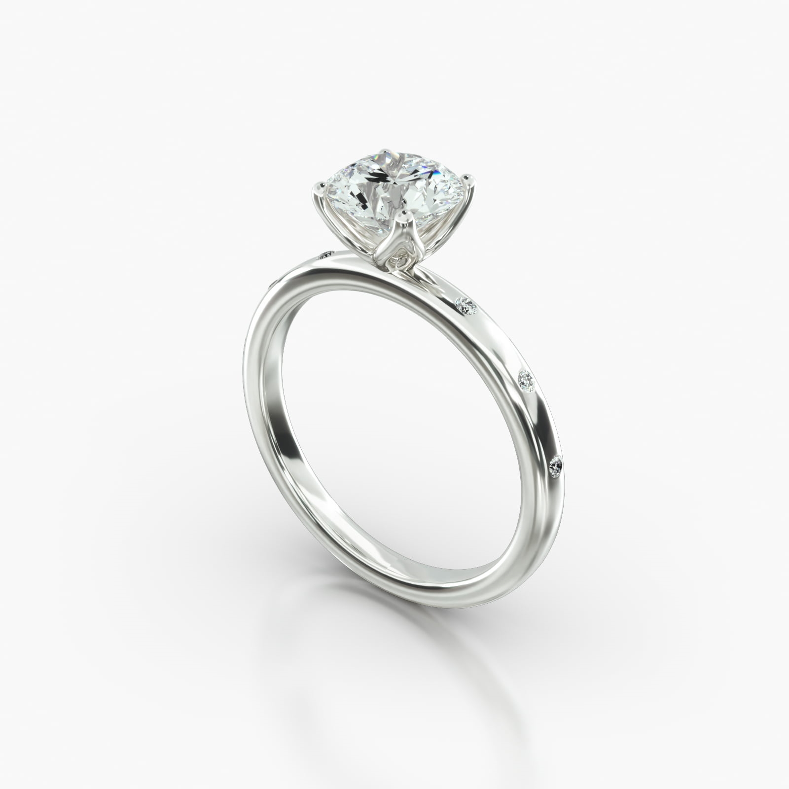 Sleek Accent Diamond Engagement Ring Embellished With a Four Prong