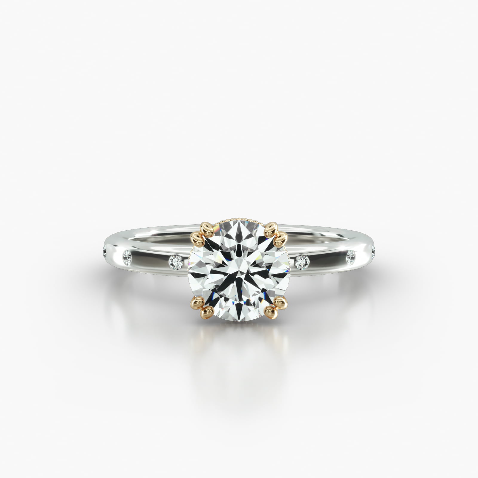 Sleek Accent Diamond Engagement Ring Embellished With a Vintage Basket Head