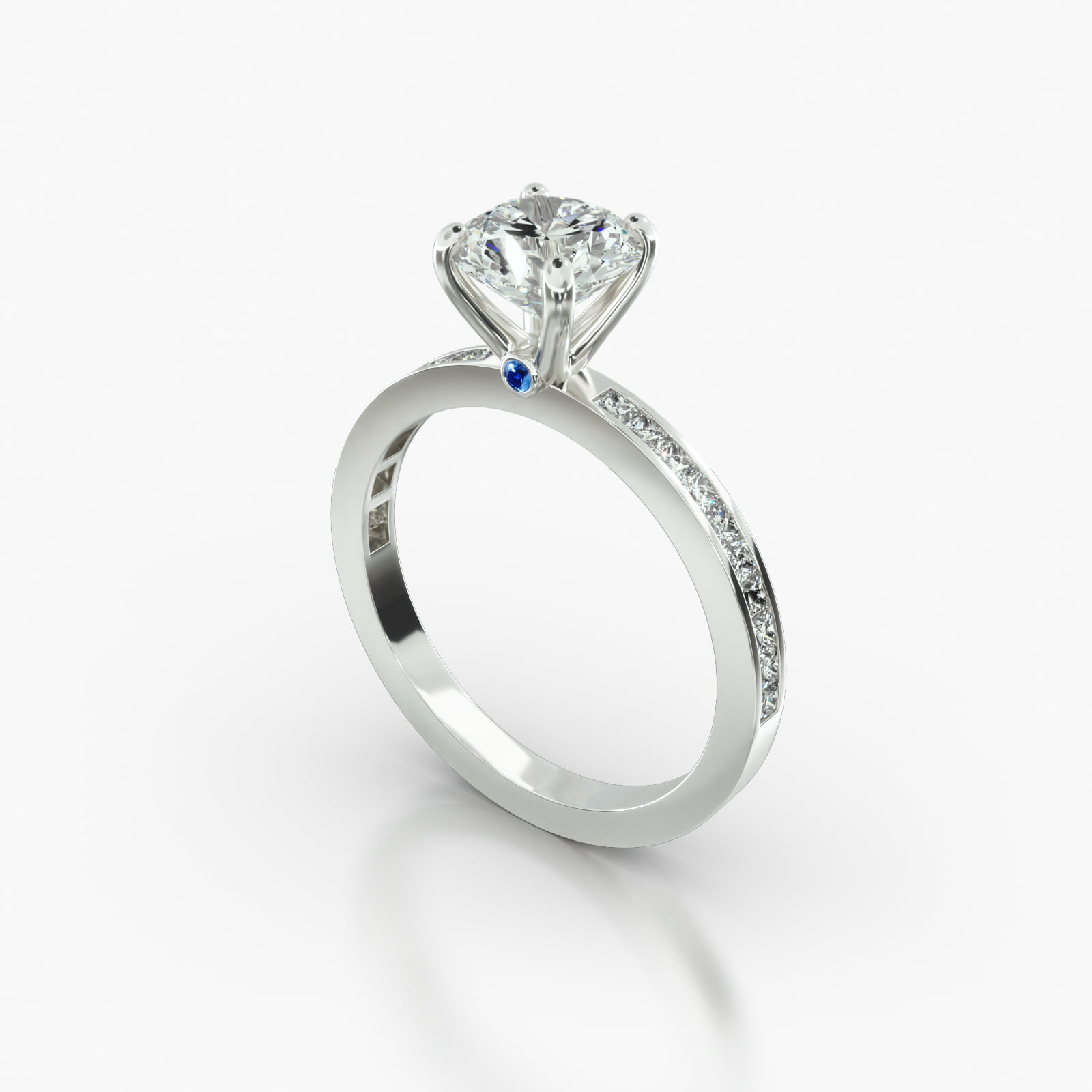 Channel Set Princess Cut Diamond Engagement Ring Embellished With