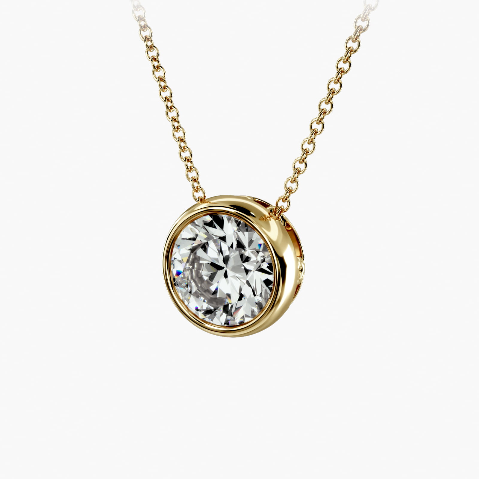 14K Yellow Gold Bezel Diamond Pendant (Mounting)