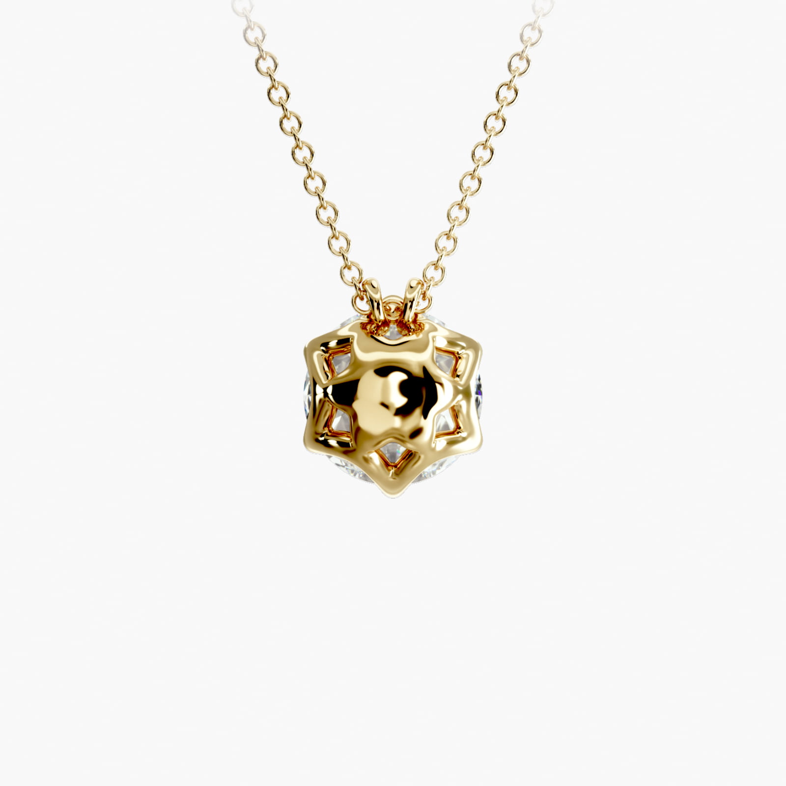 14K Yellow Gold Scallop Basket Diamond Pendant (Mounting)