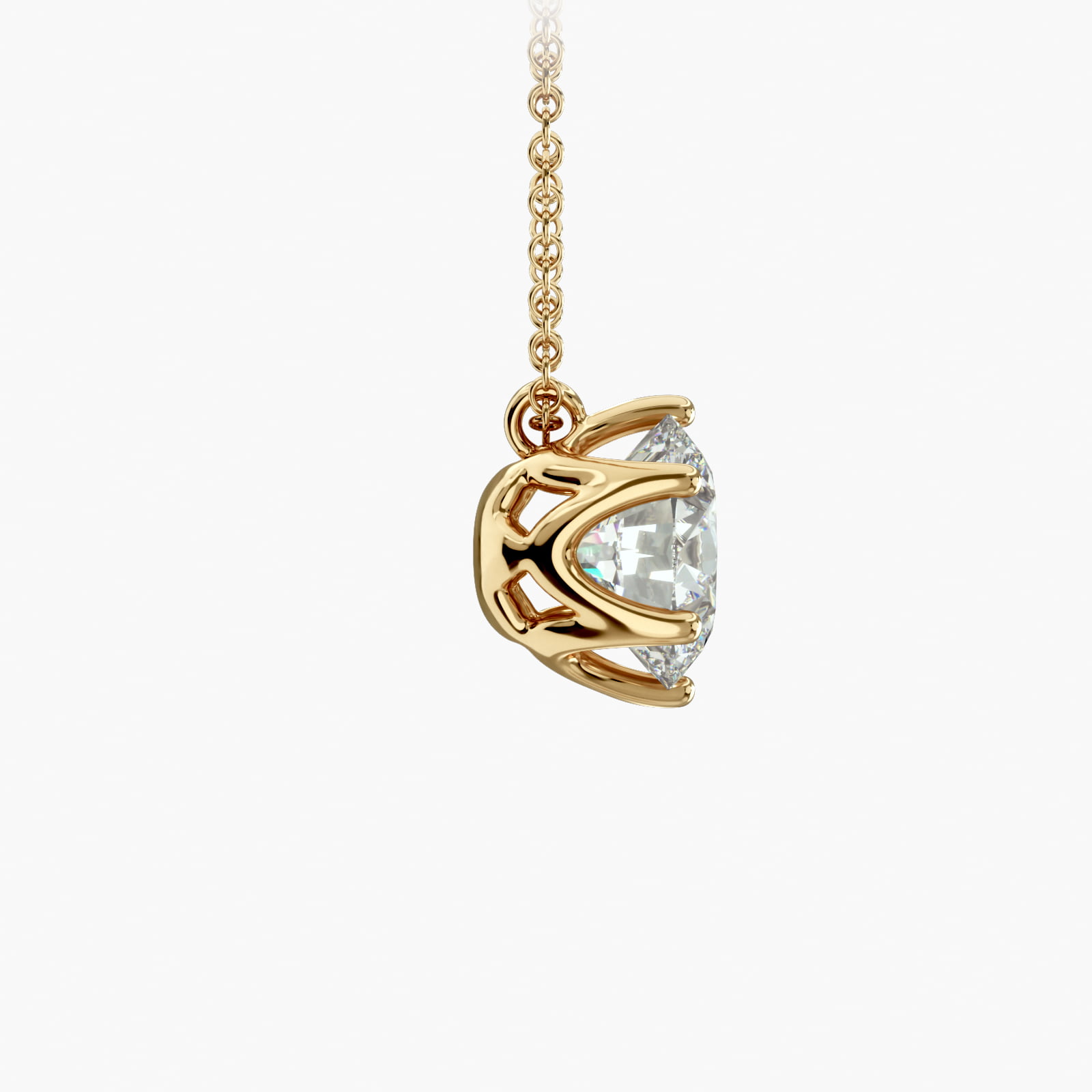 14K Yellow Gold Scallop Basket Diamond Pendant (Mounting)