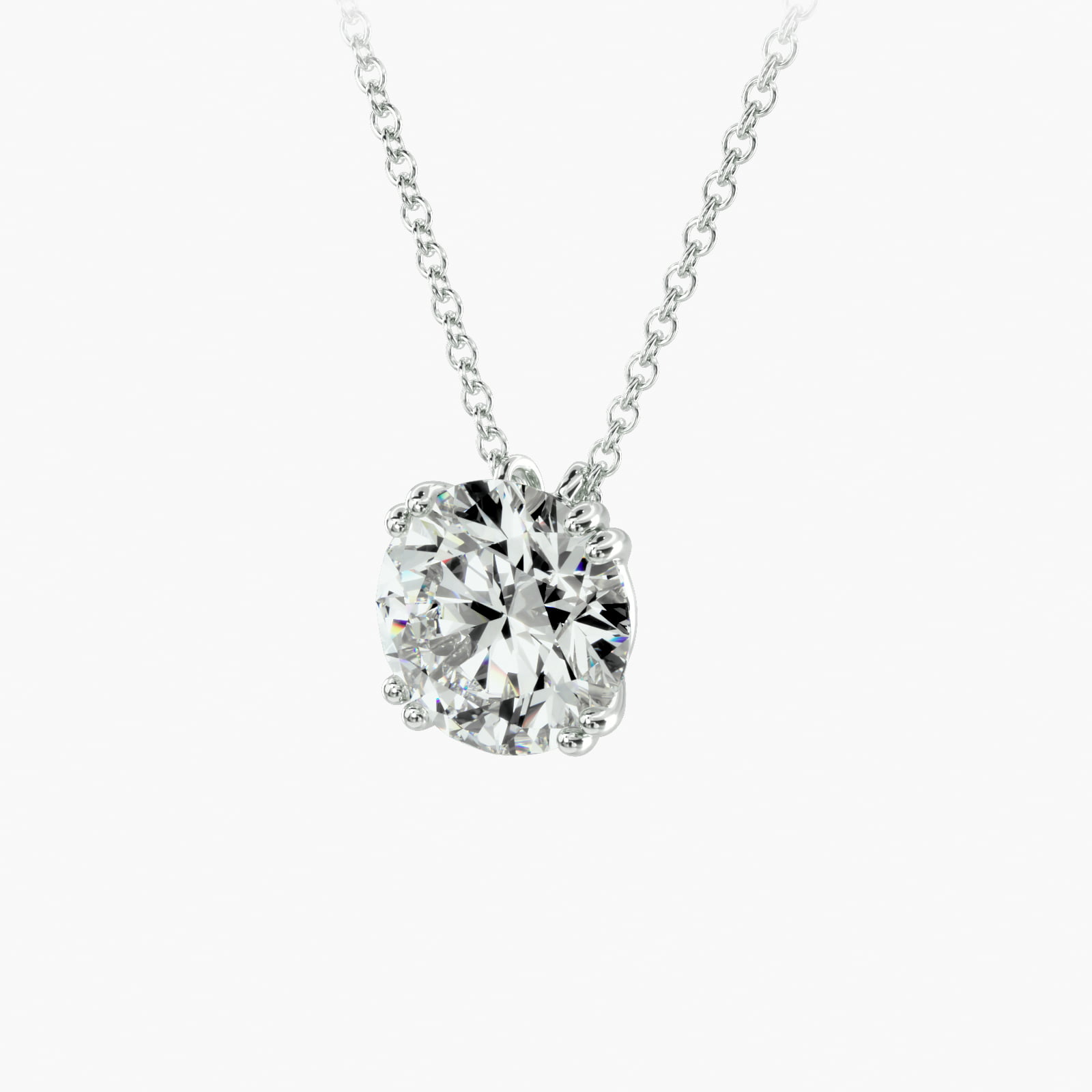14K White Gold Double Prong Diamond Pendant (Mounting)